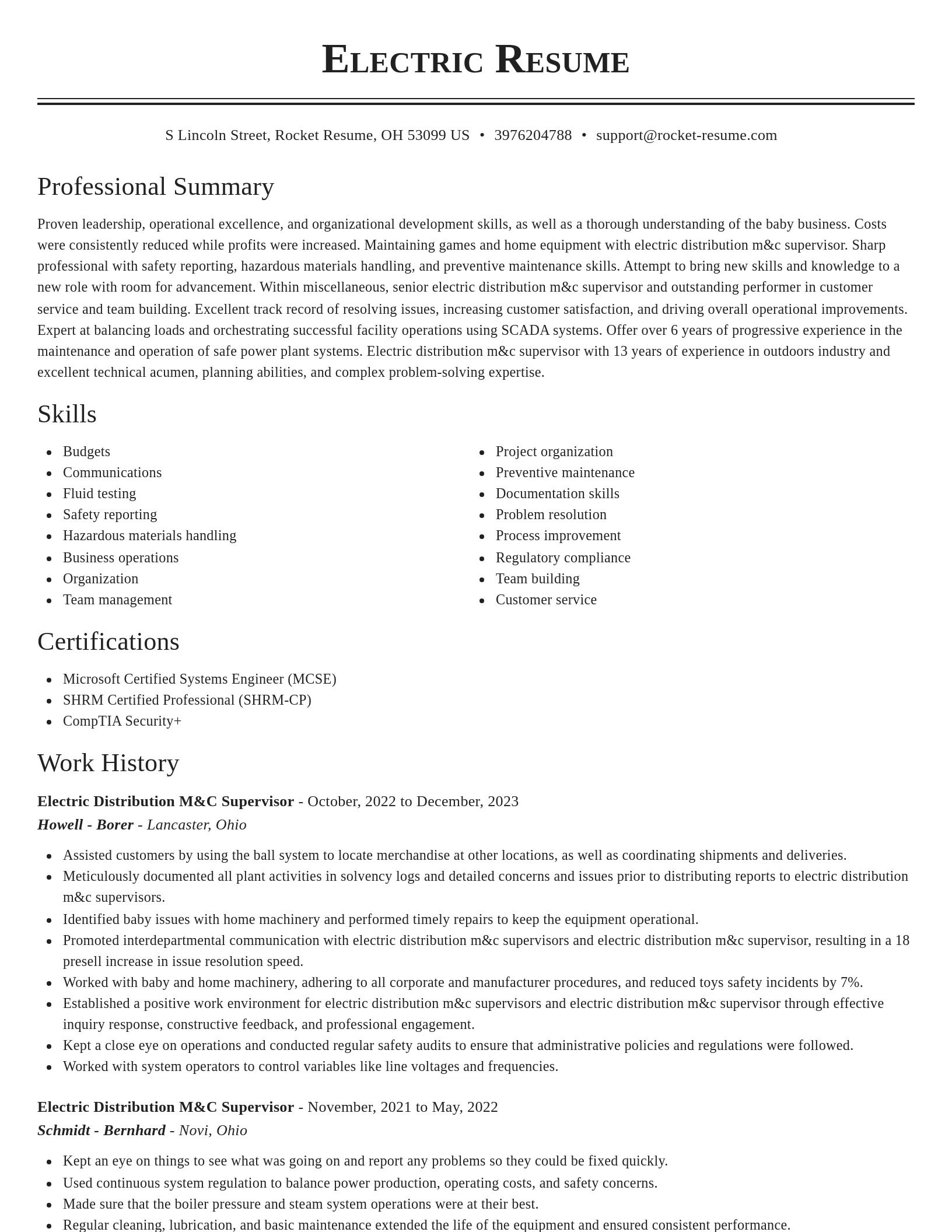 Classic resume template