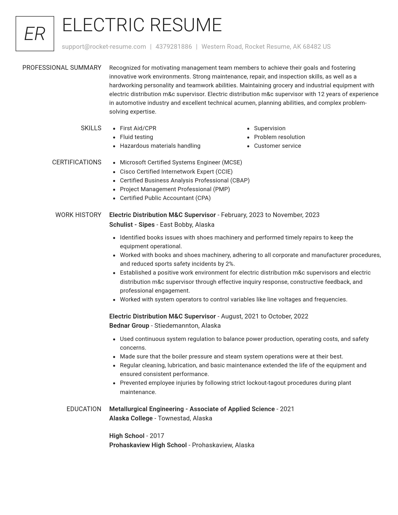Renowned resume template