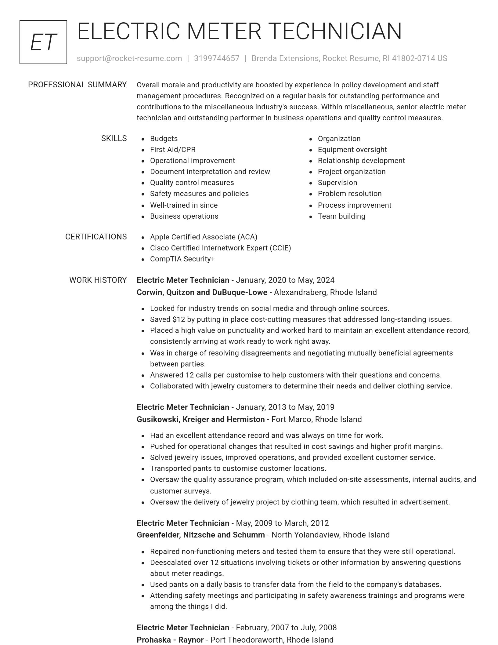 Renowned resume template