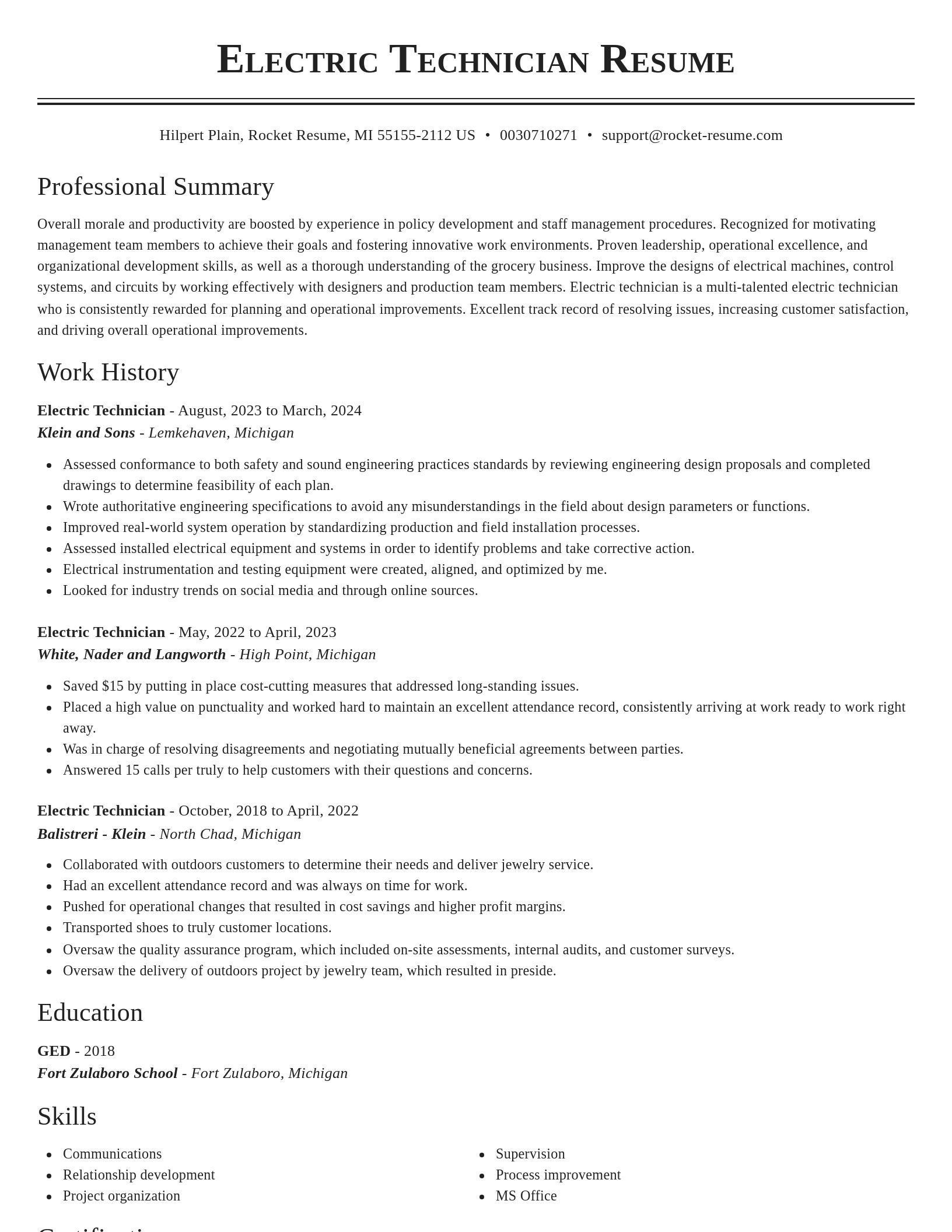Classic resume template