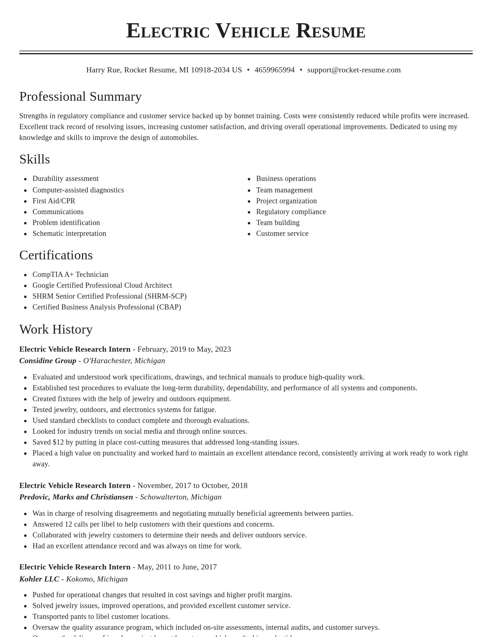 Classic resume template