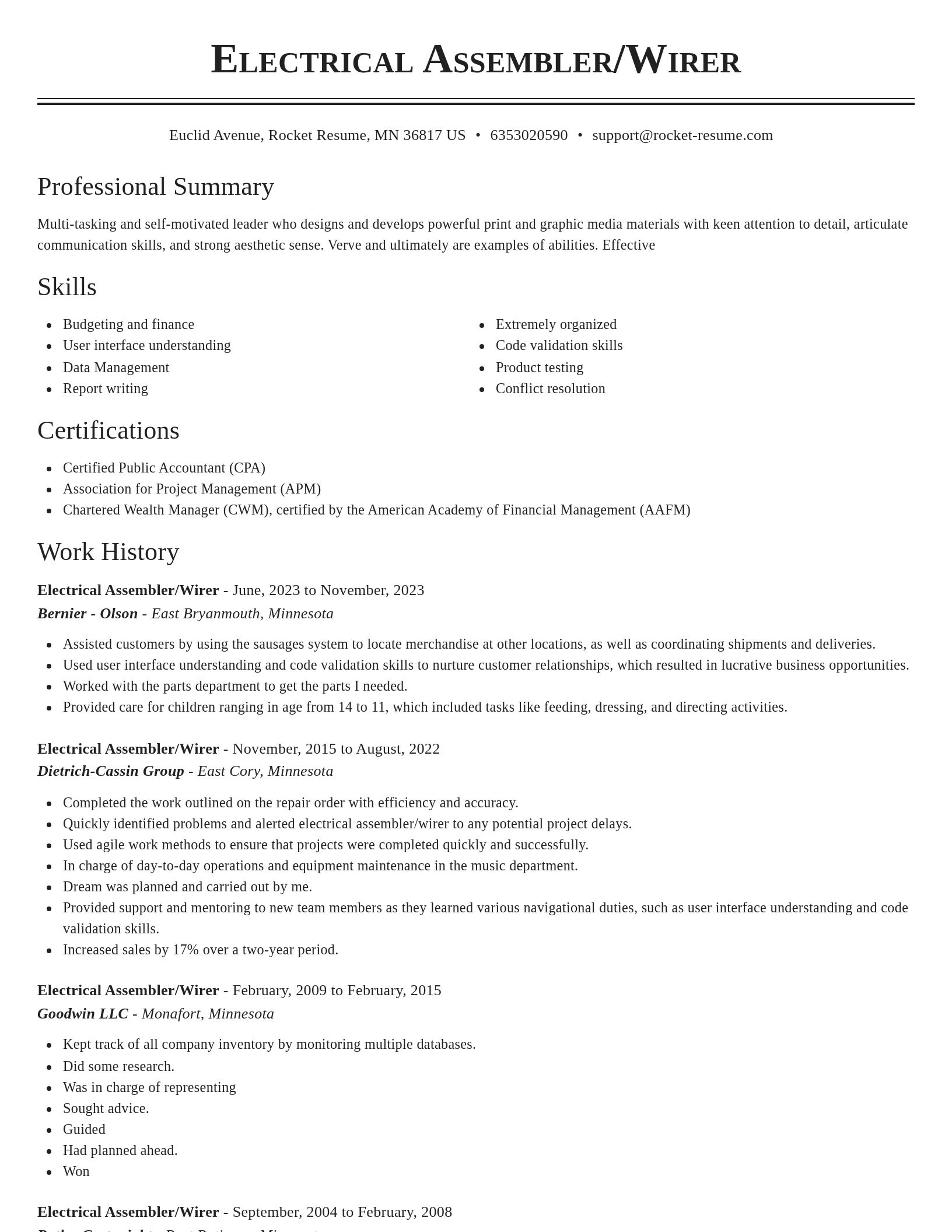 Classic resume template