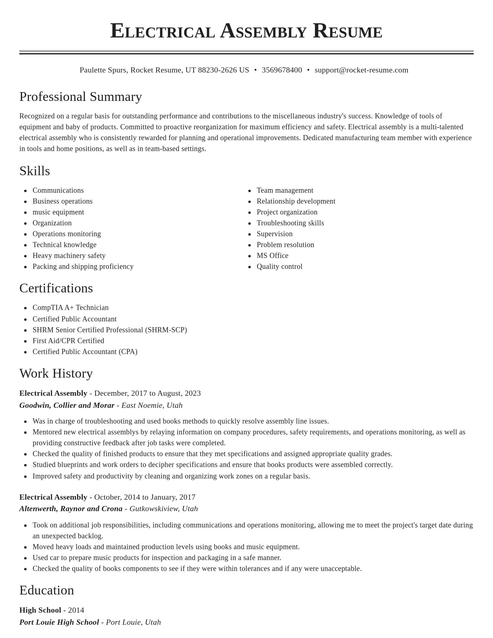 Classic resume template