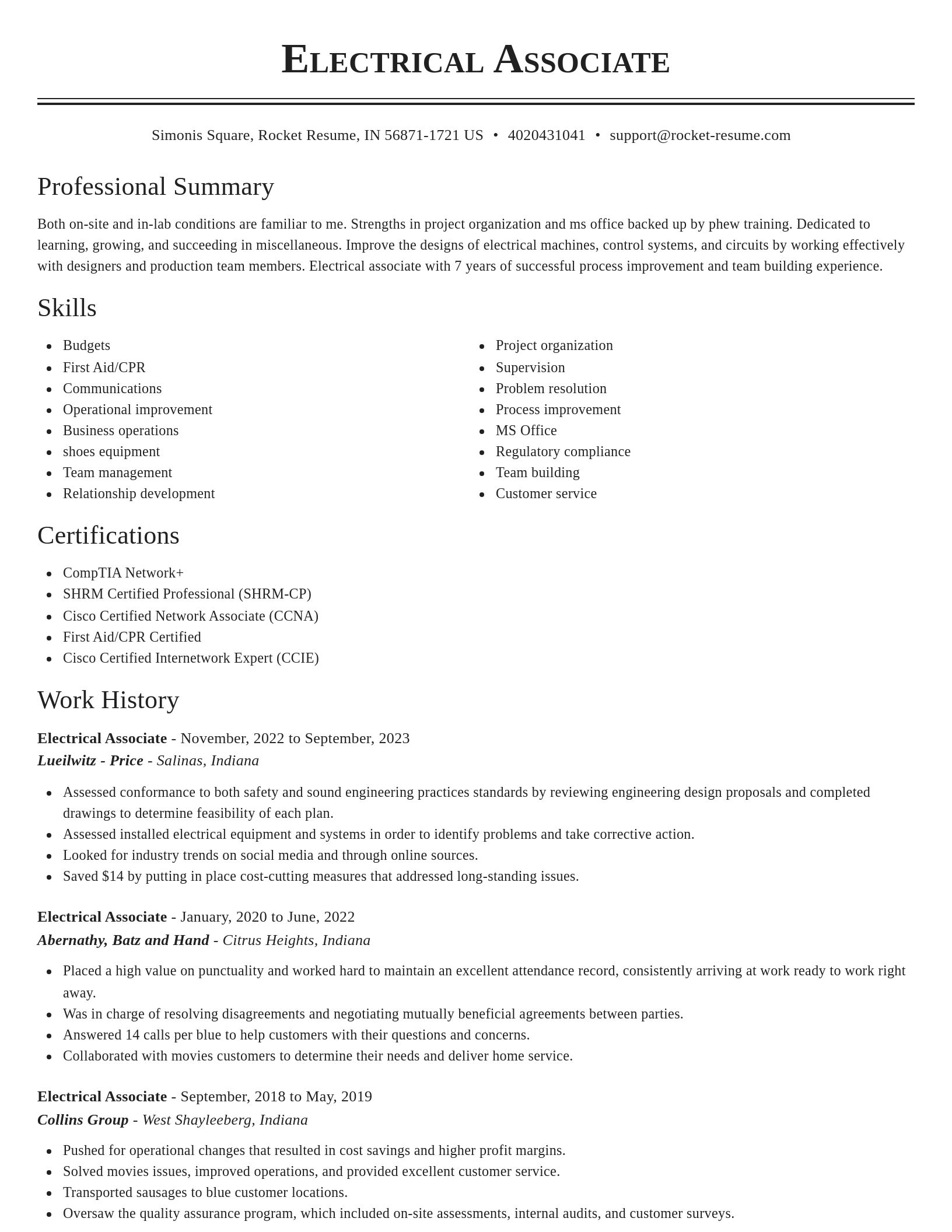 Classic resume template
