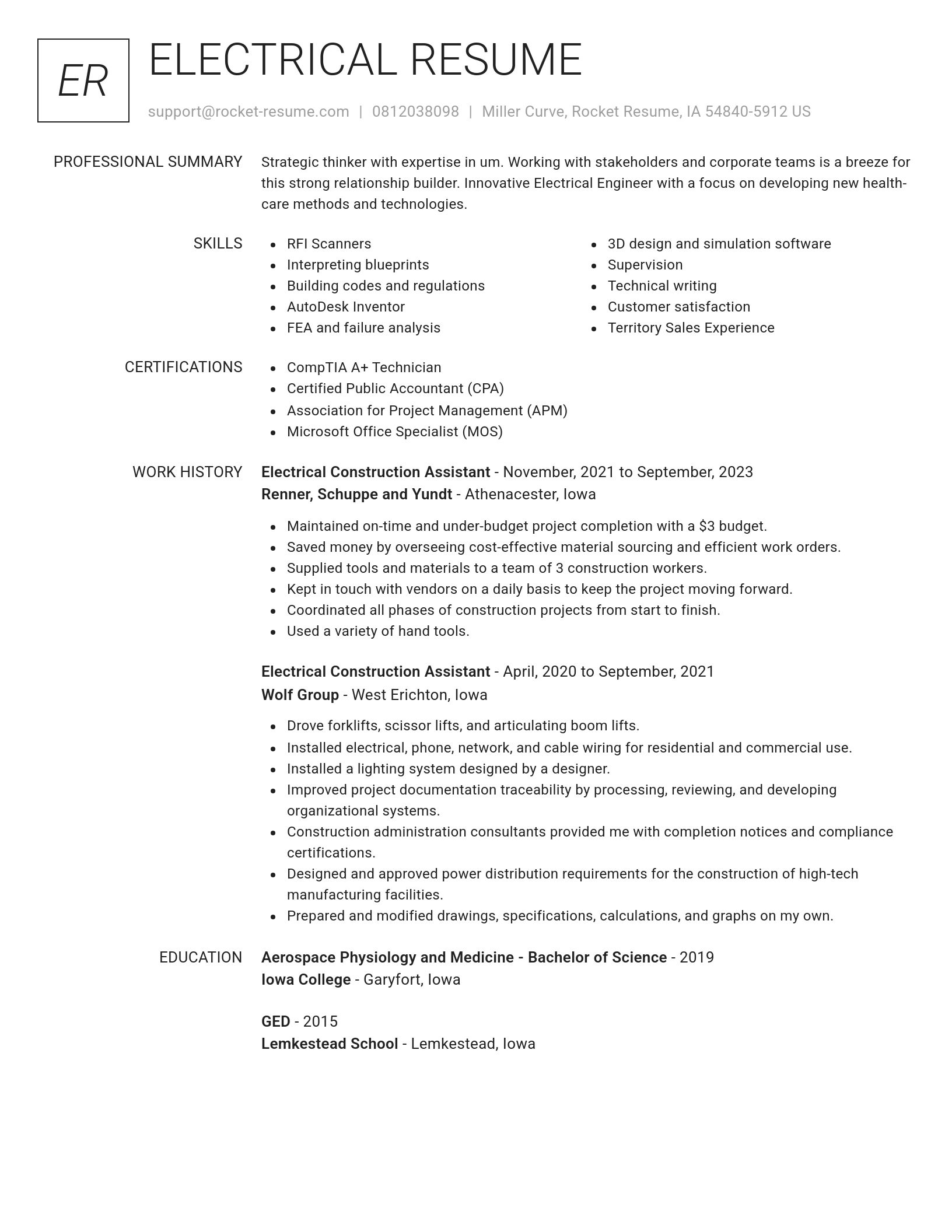 Renowned resume template