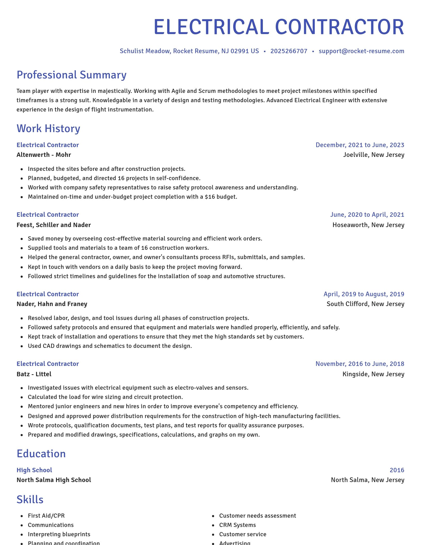 Novel resume template