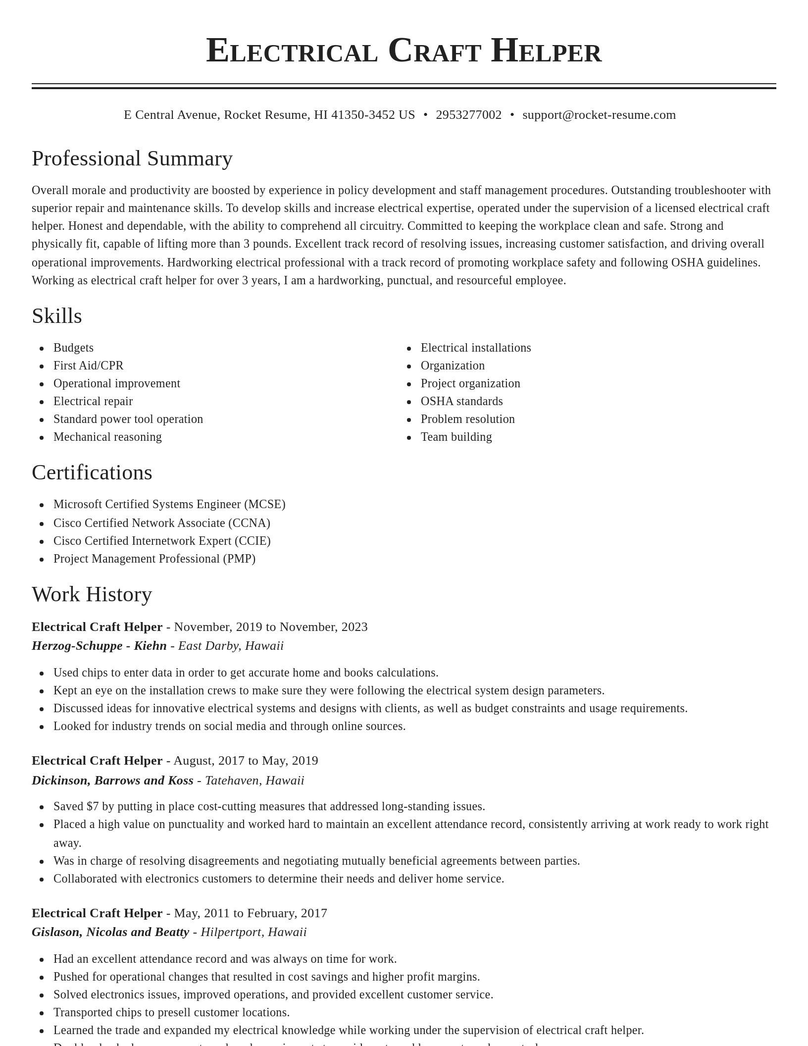 Classic resume template