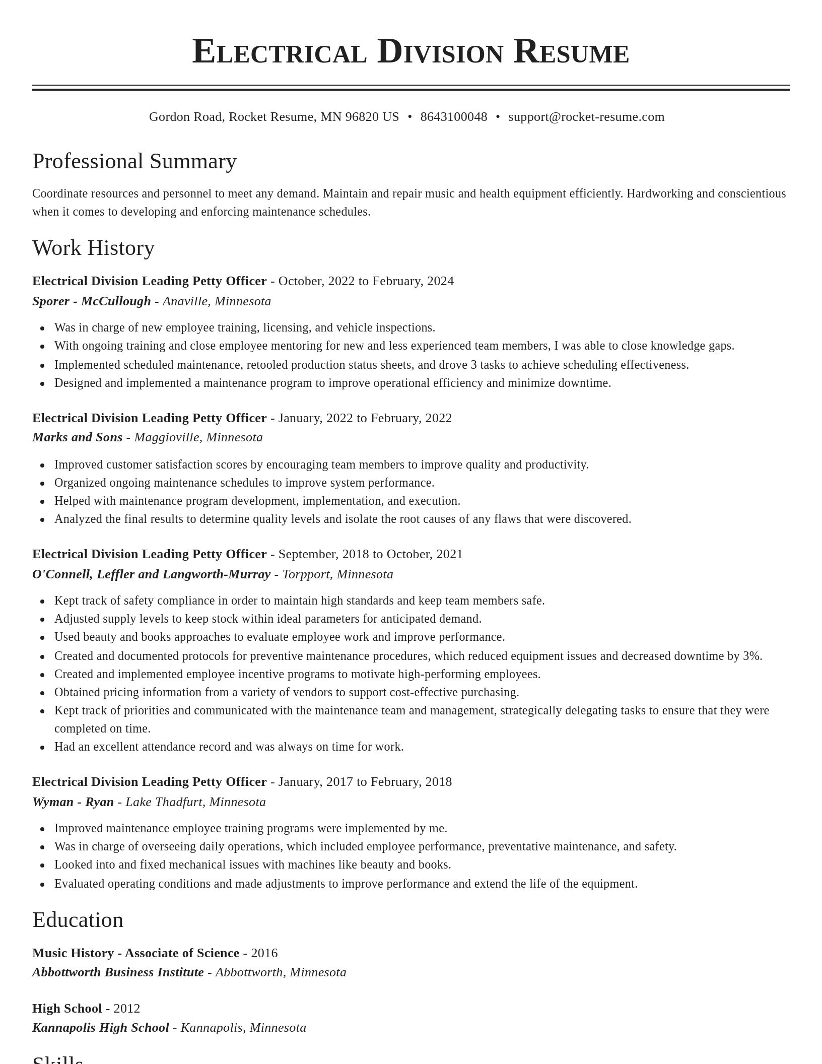 Classic resume template