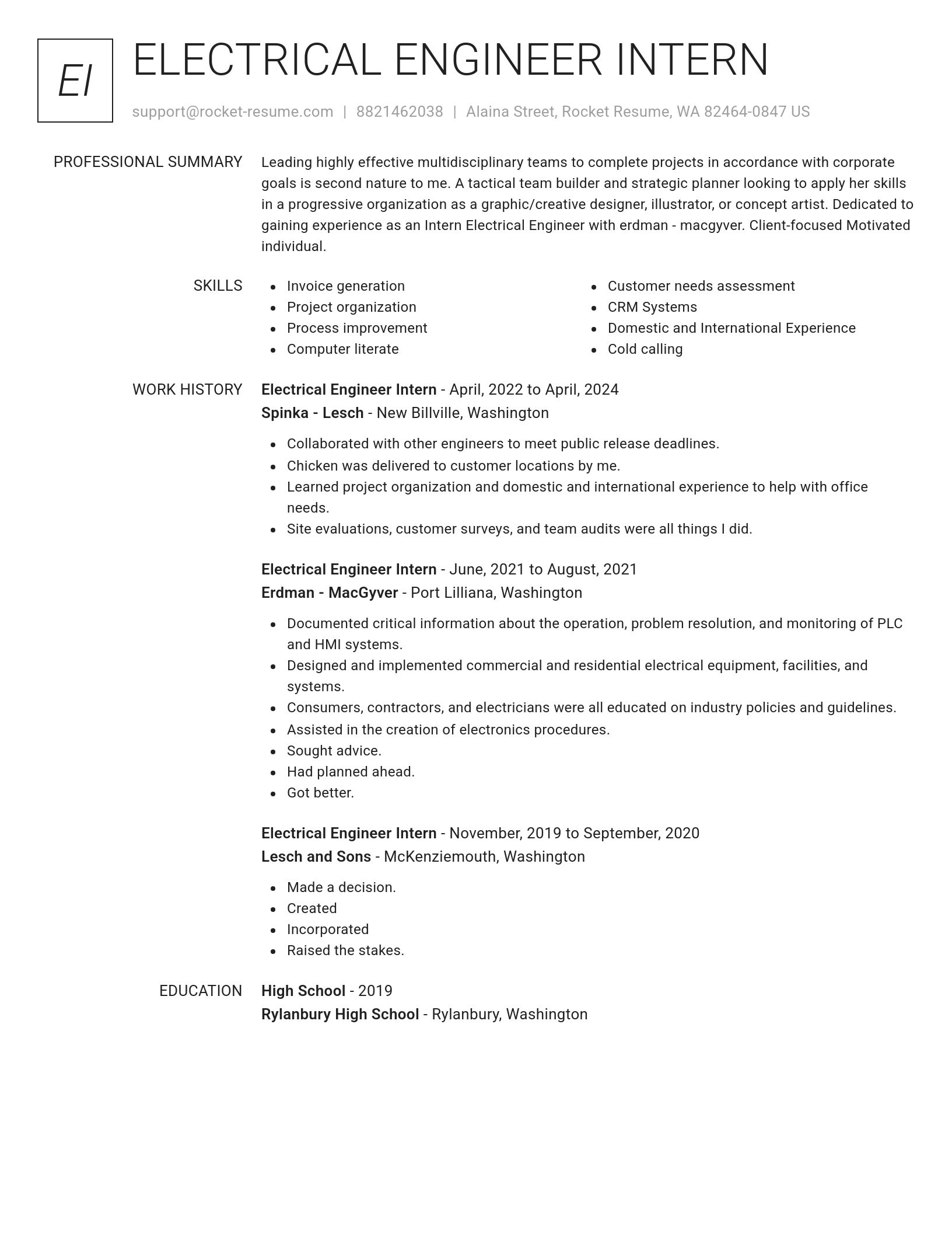 Renowned resume template