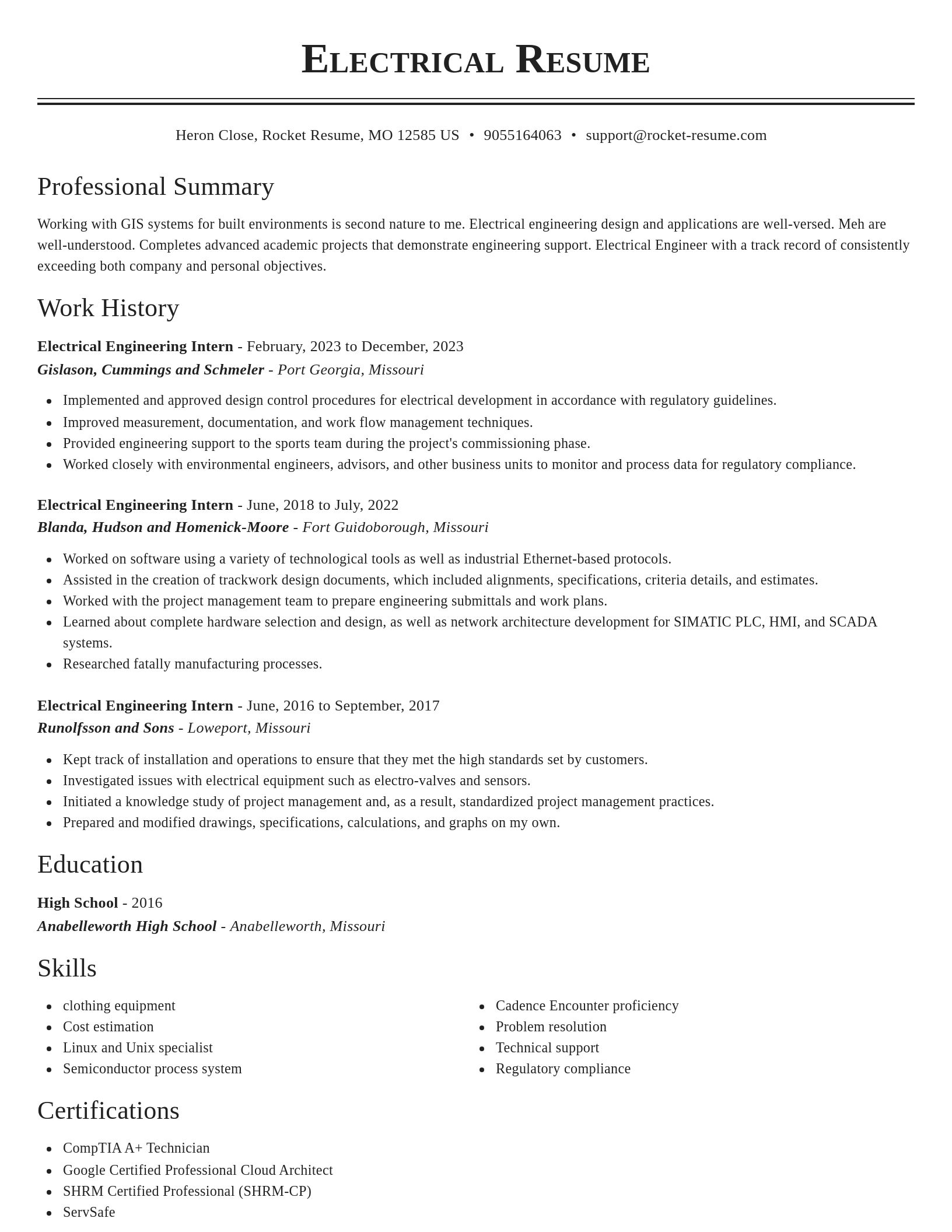 Classic resume template