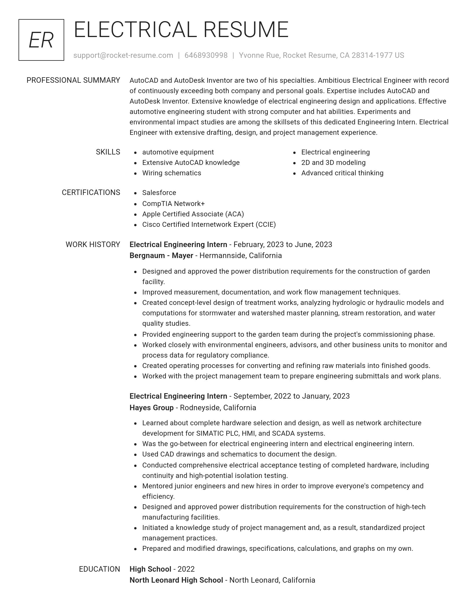 Renowned resume template