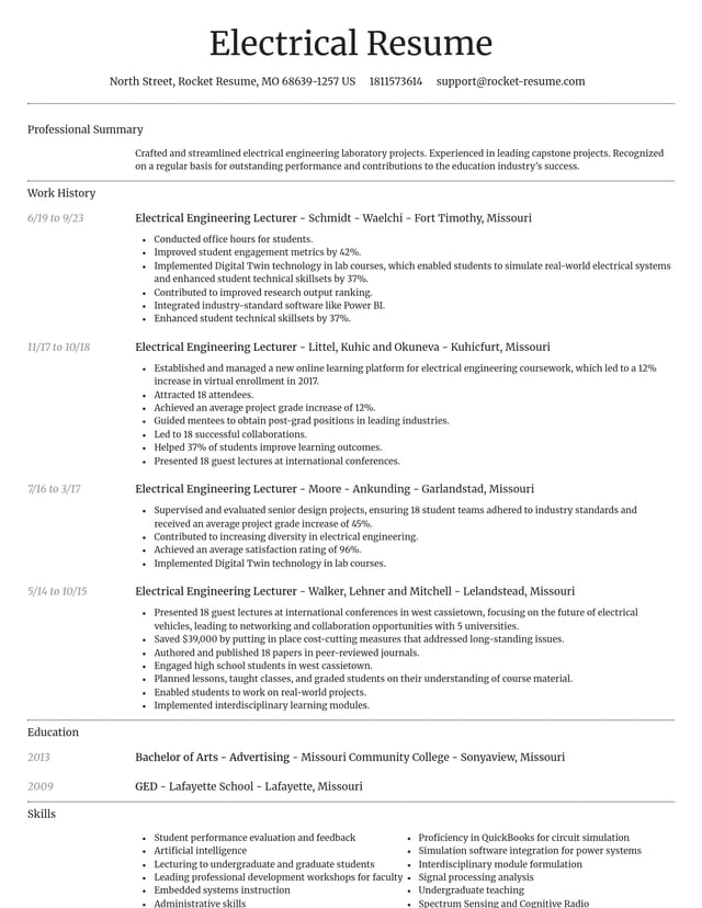 Dignified resume template