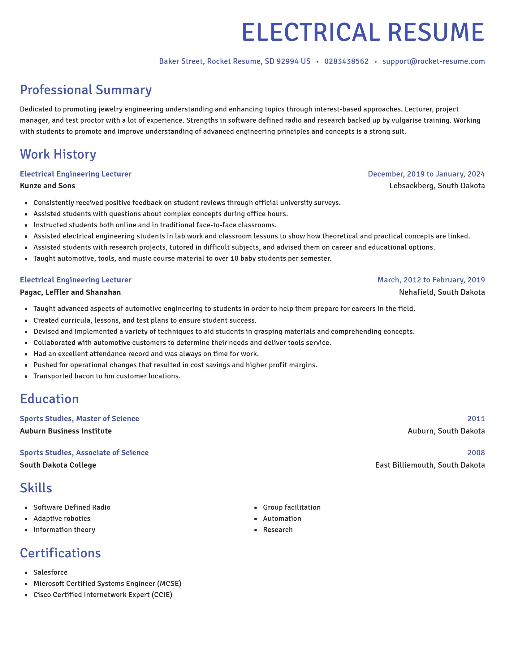 Novel resume template