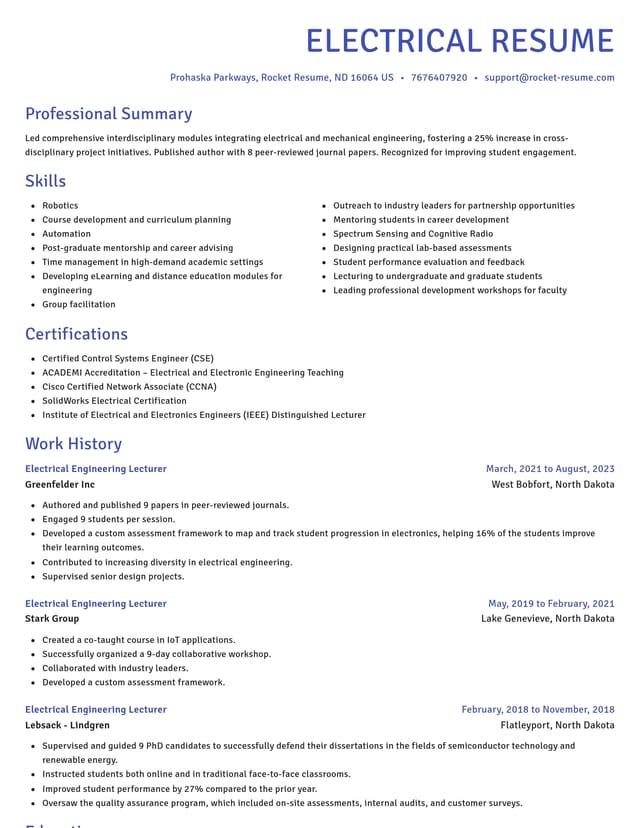 Novel resume template