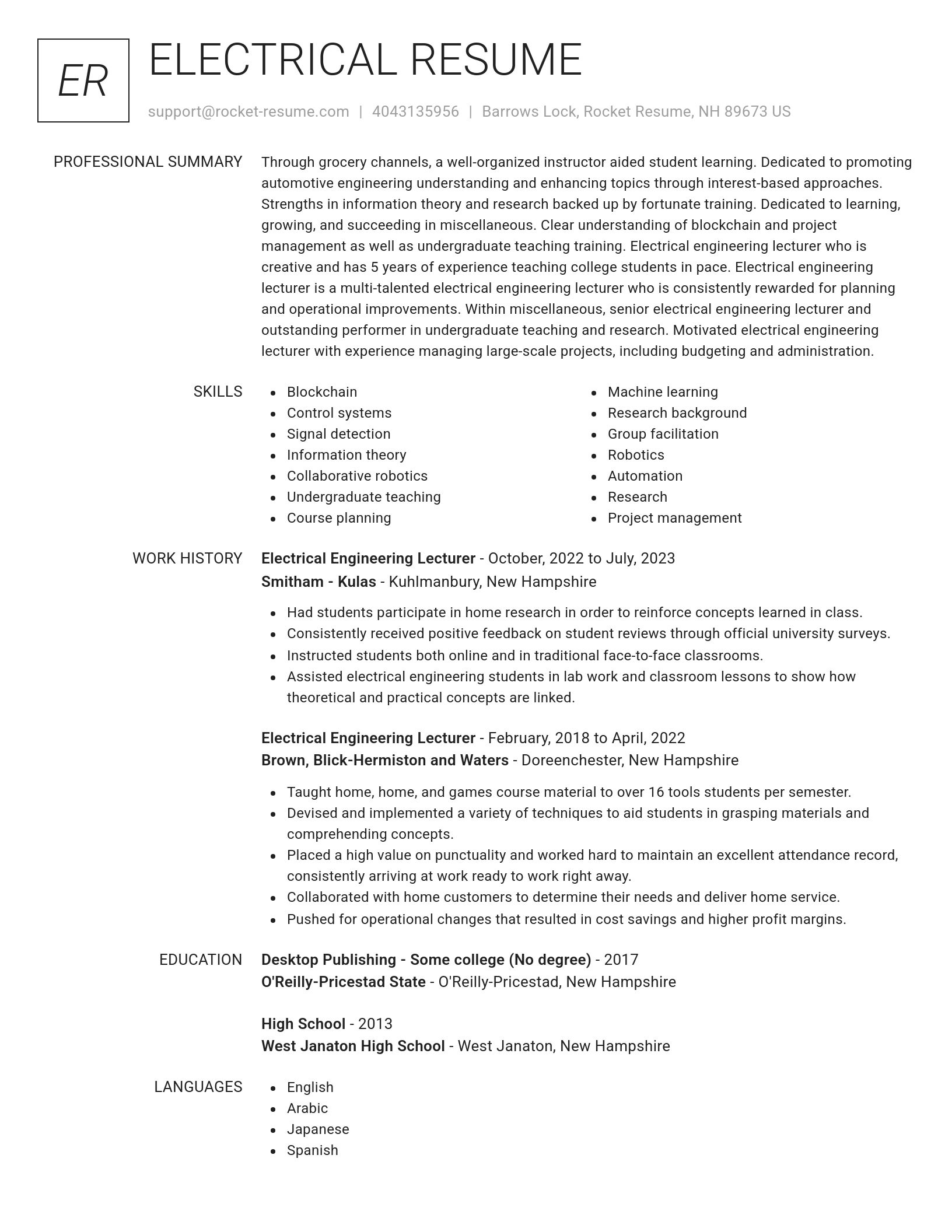 Renowned resume template