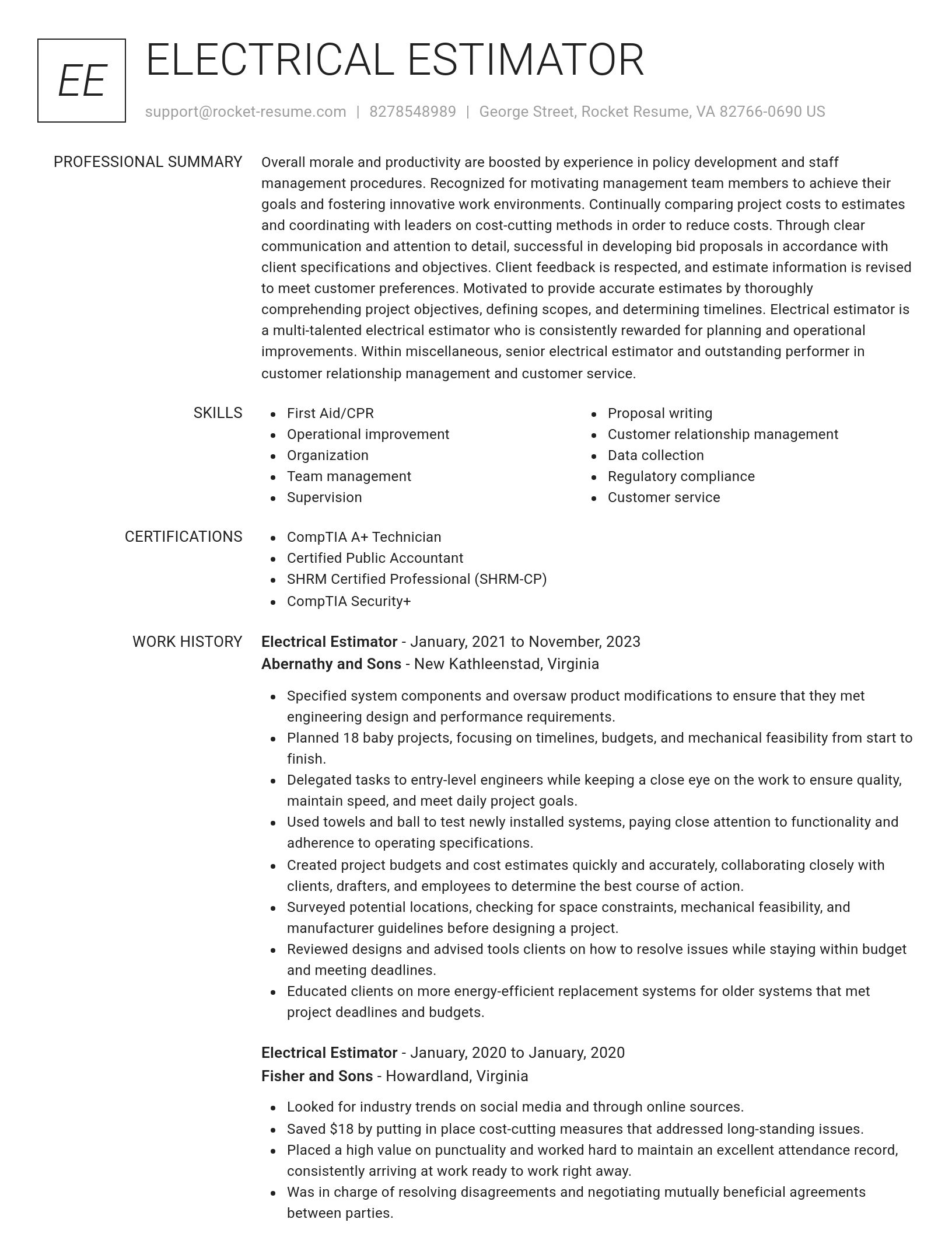Renowned resume template