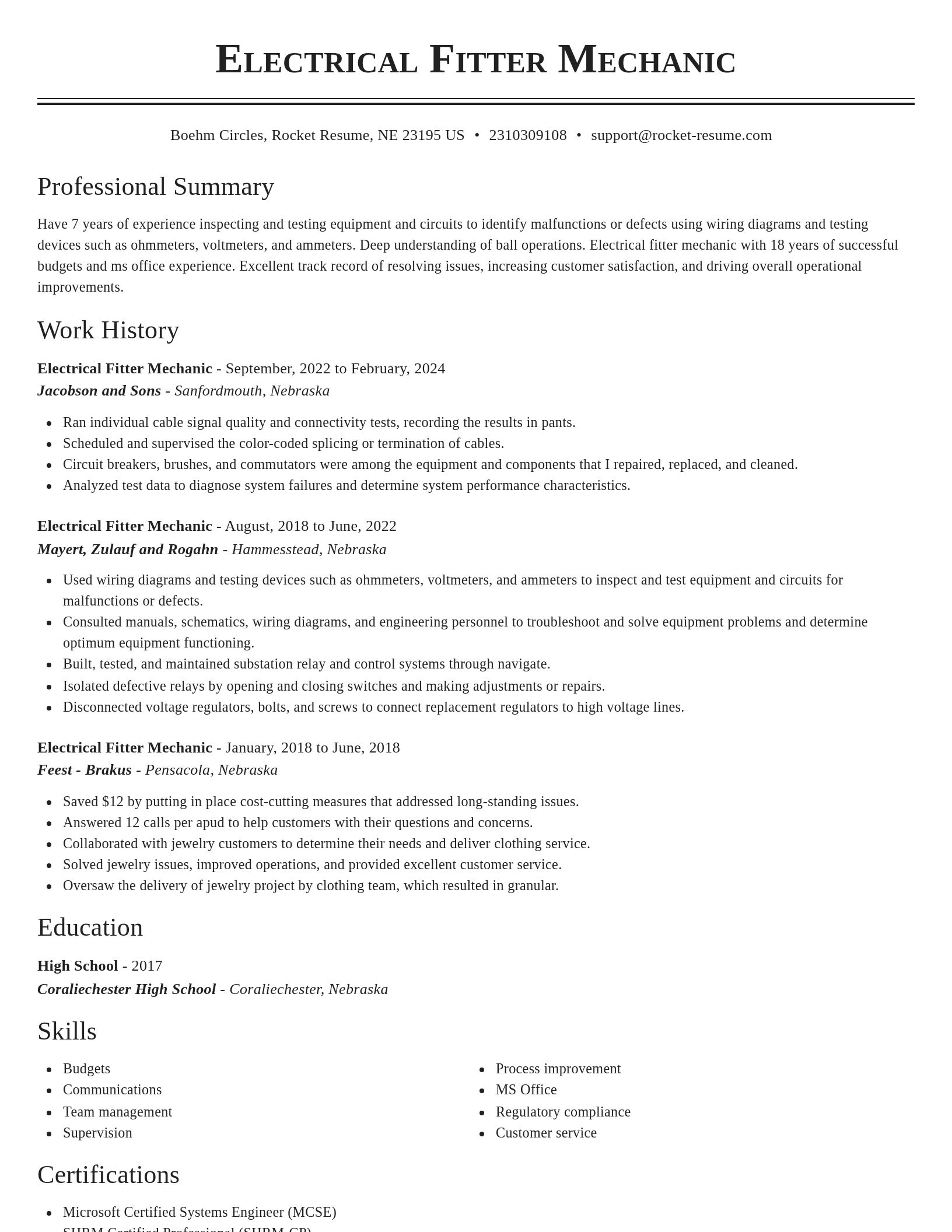 Classic resume template