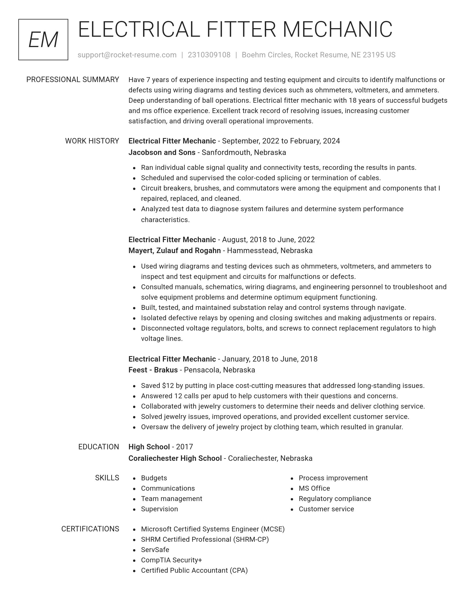 Renowned resume template