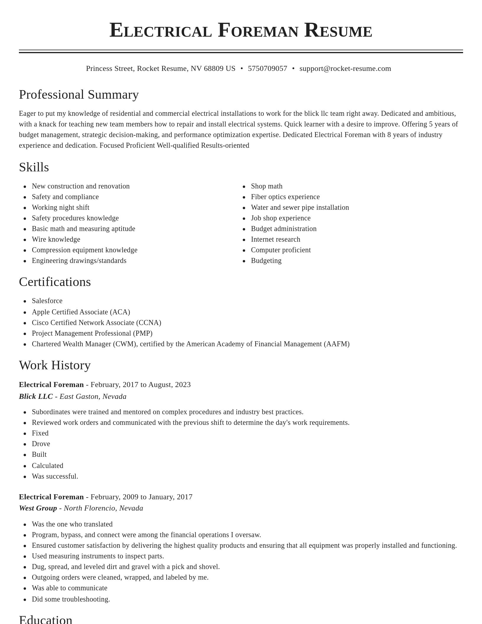 Classic resume template