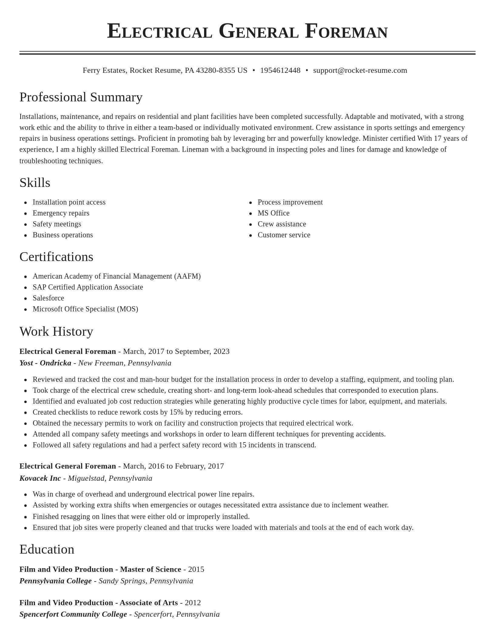 Classic resume template