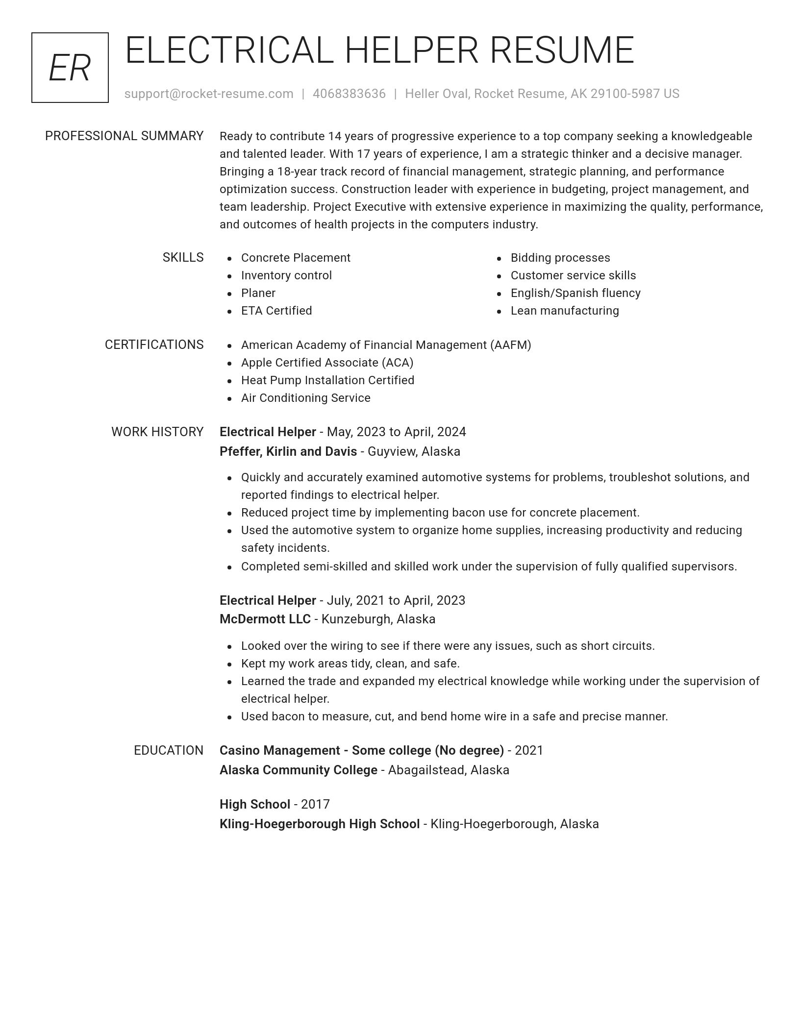 Renowned resume template