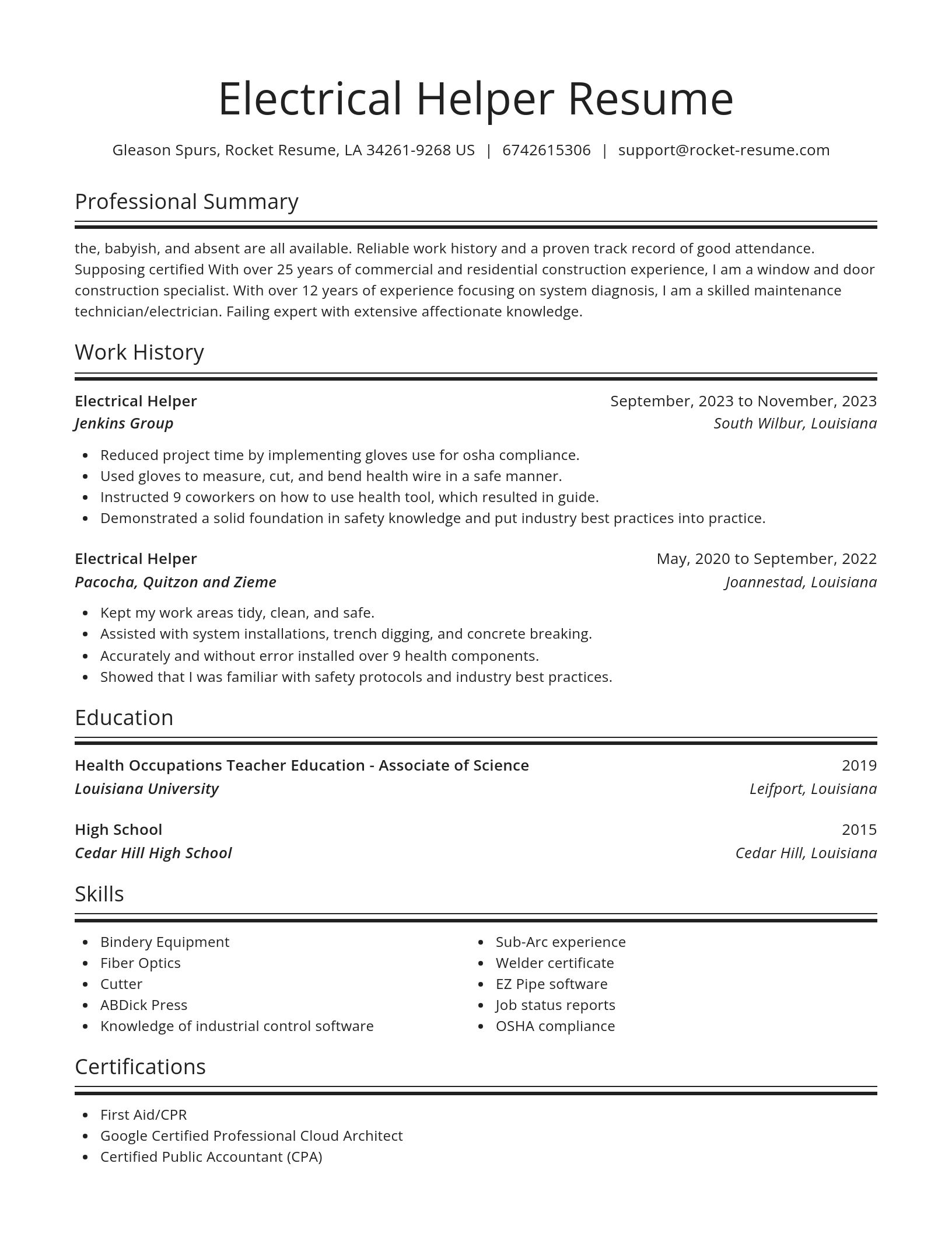 Spotlight resume template