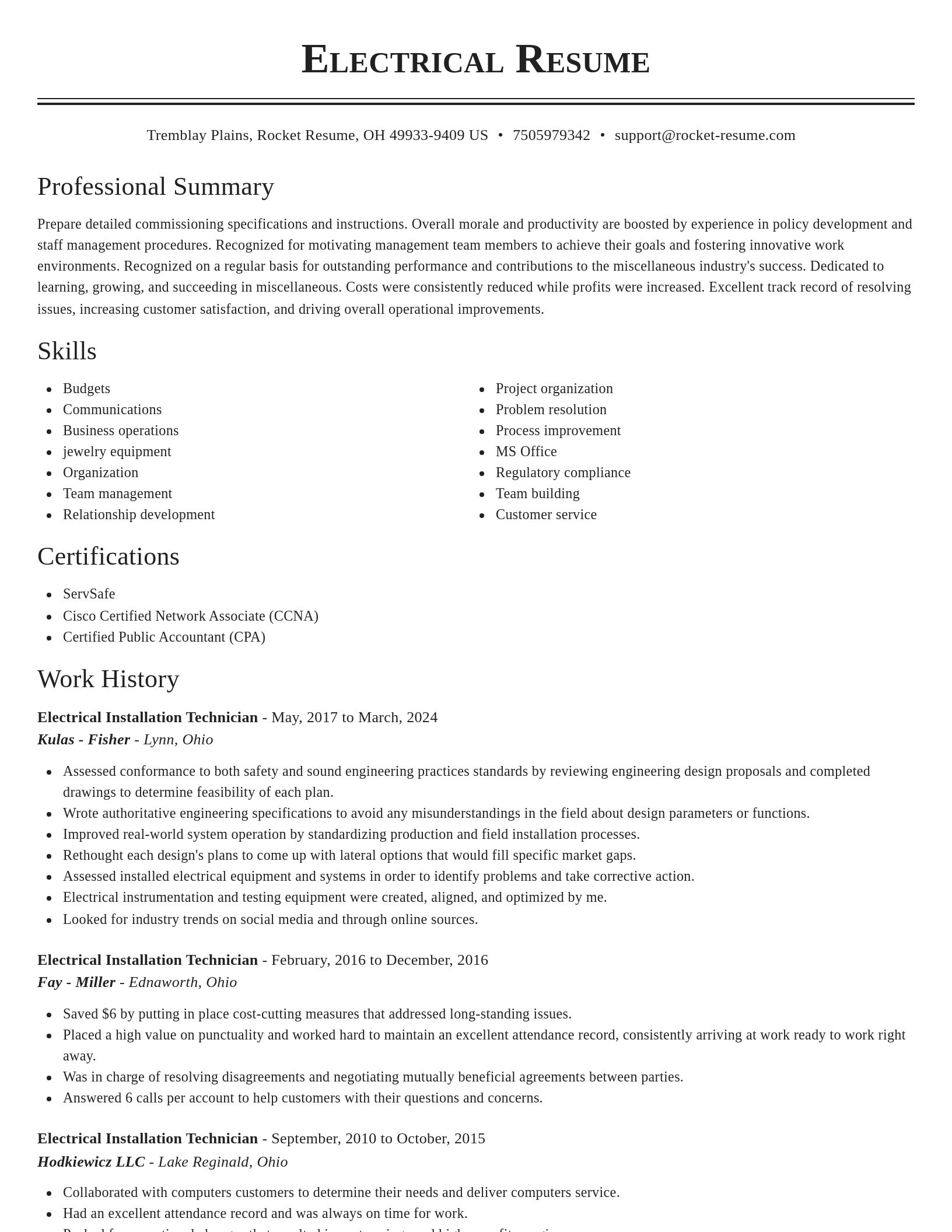 Classic resume template