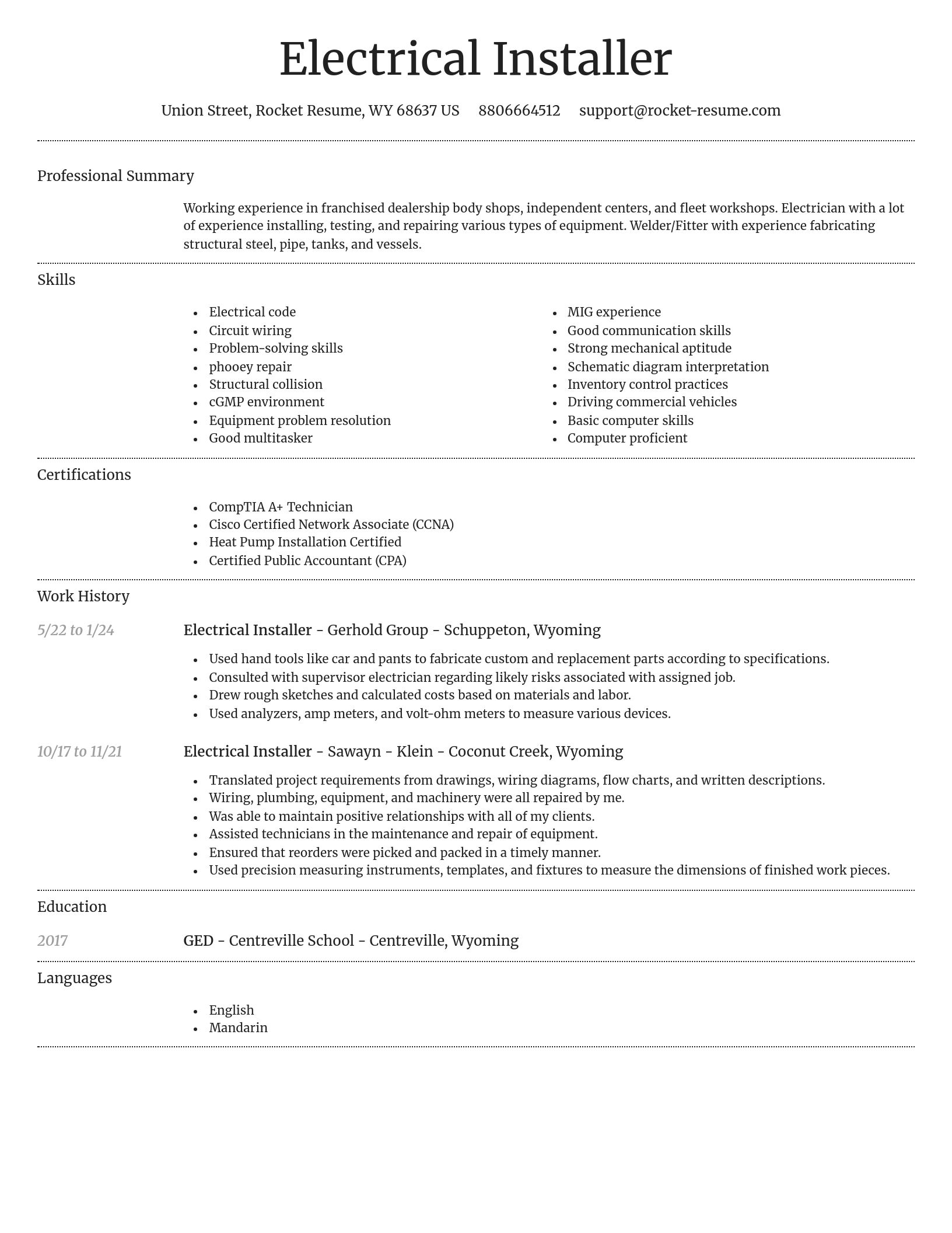 Dignified resume template