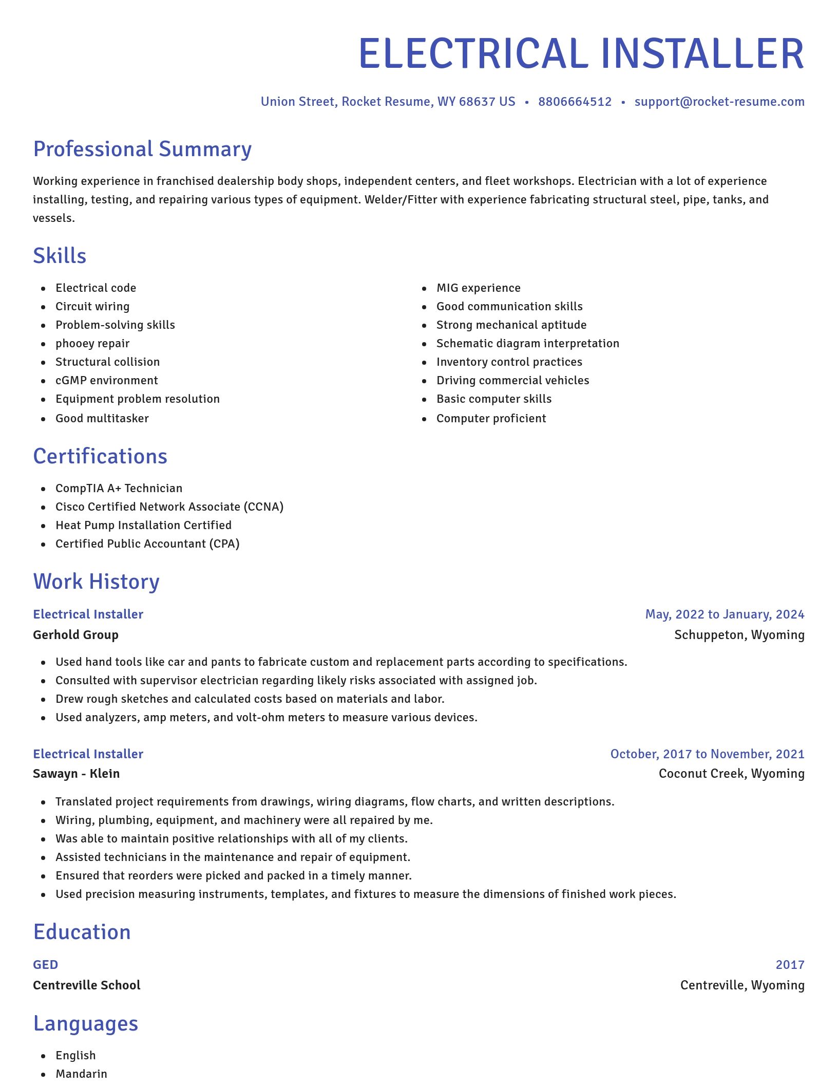 Novel resume template