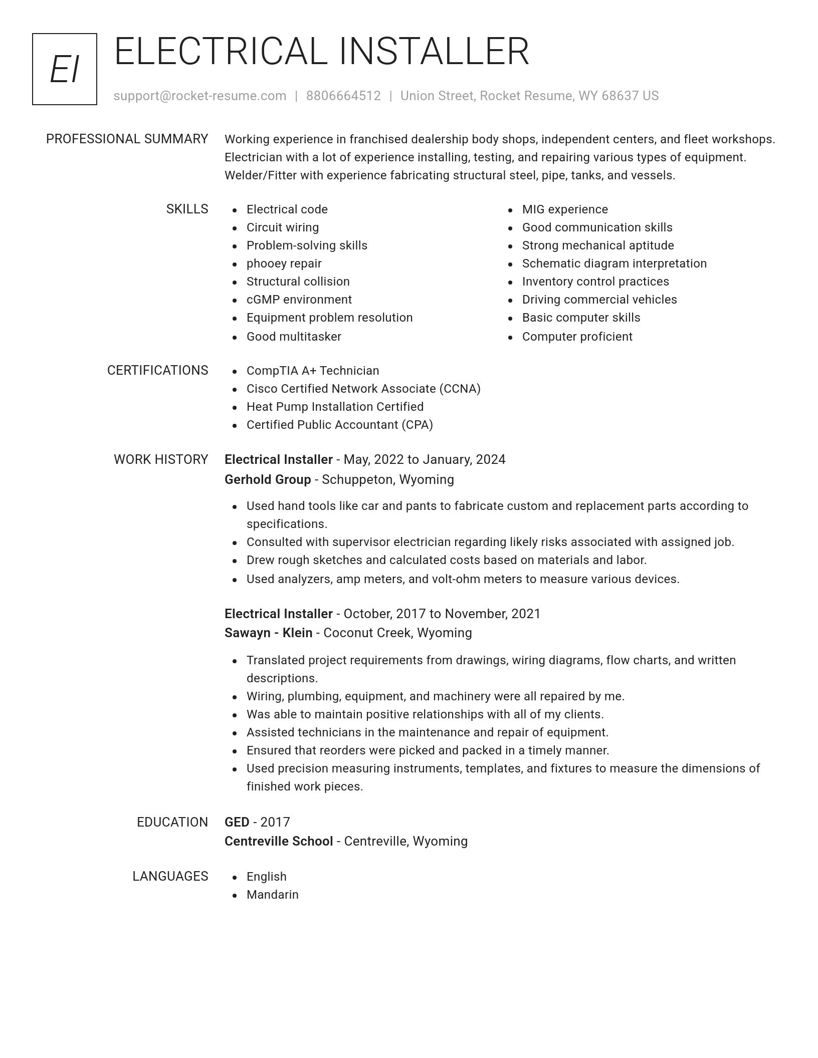 Renowned resume template