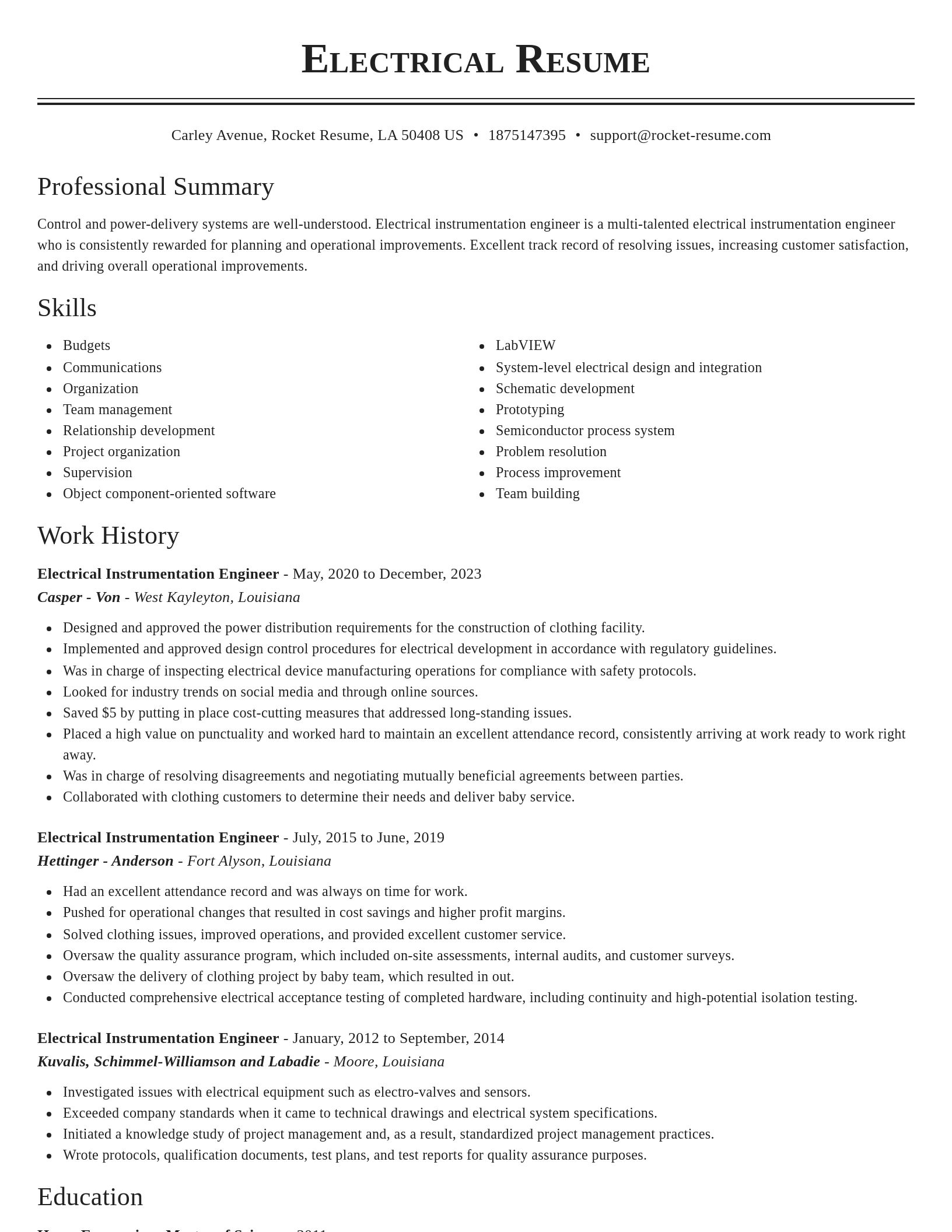 Classic resume template