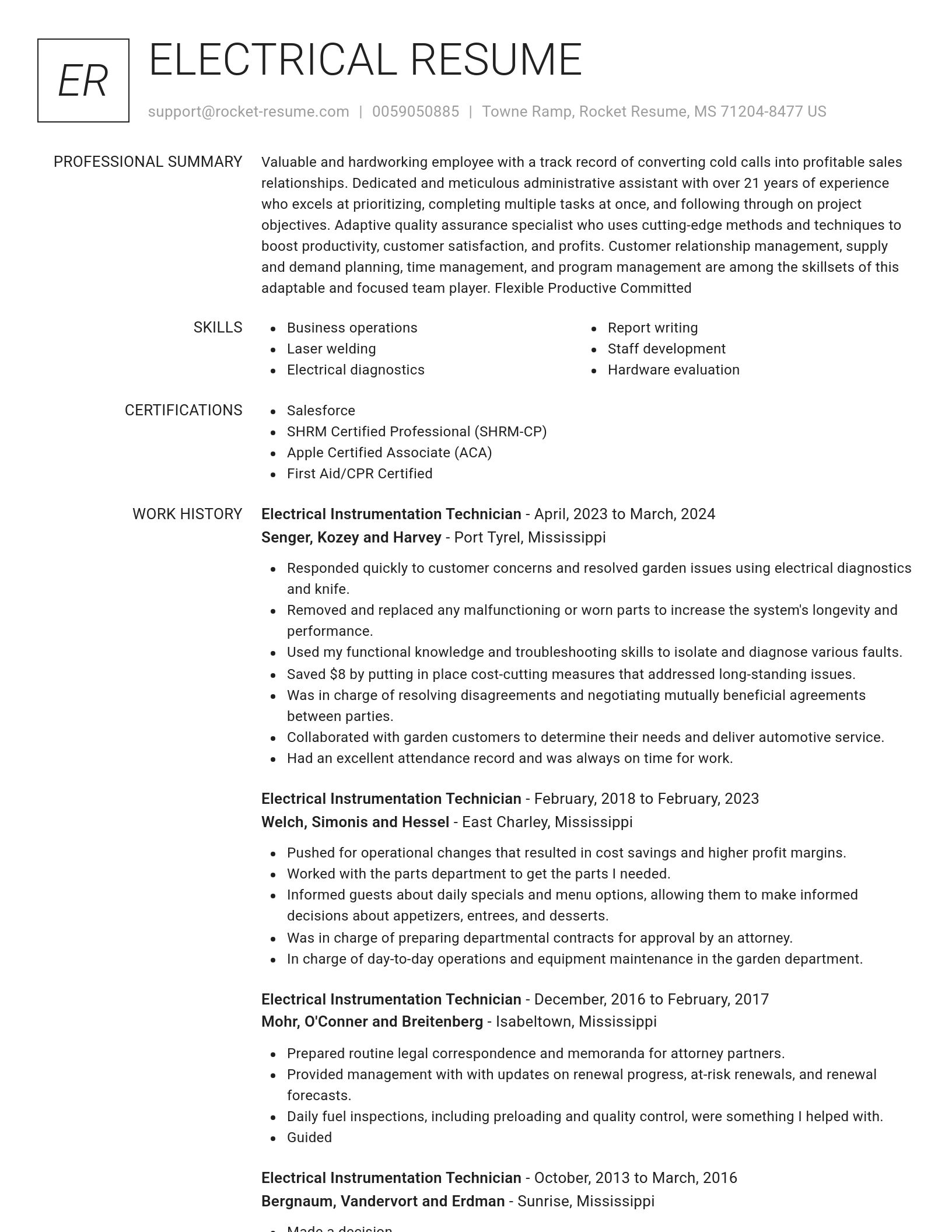 Renowned resume template