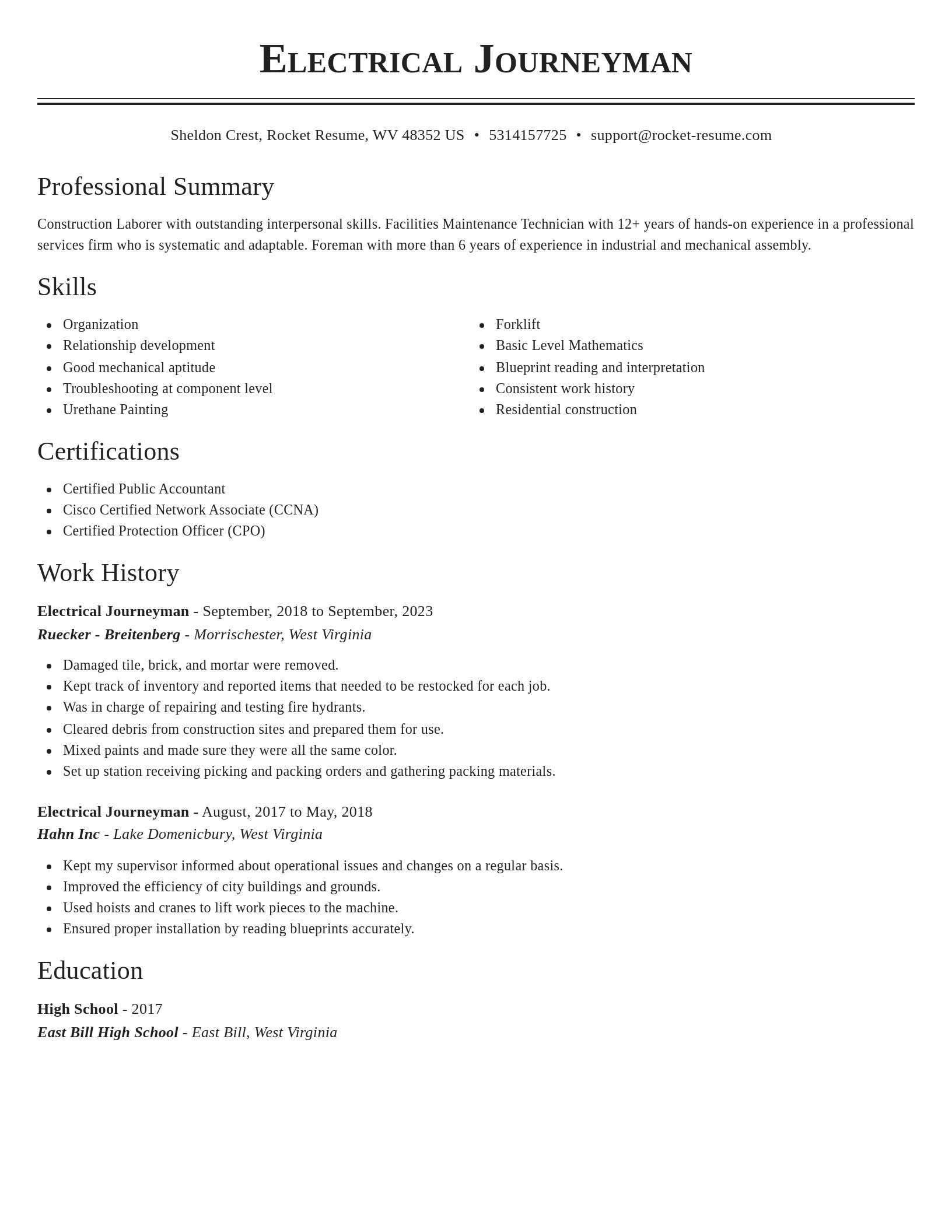 Classic resume template