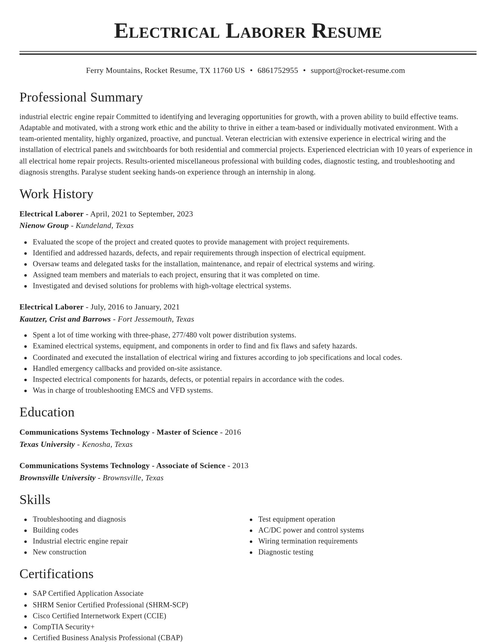 Classic resume template