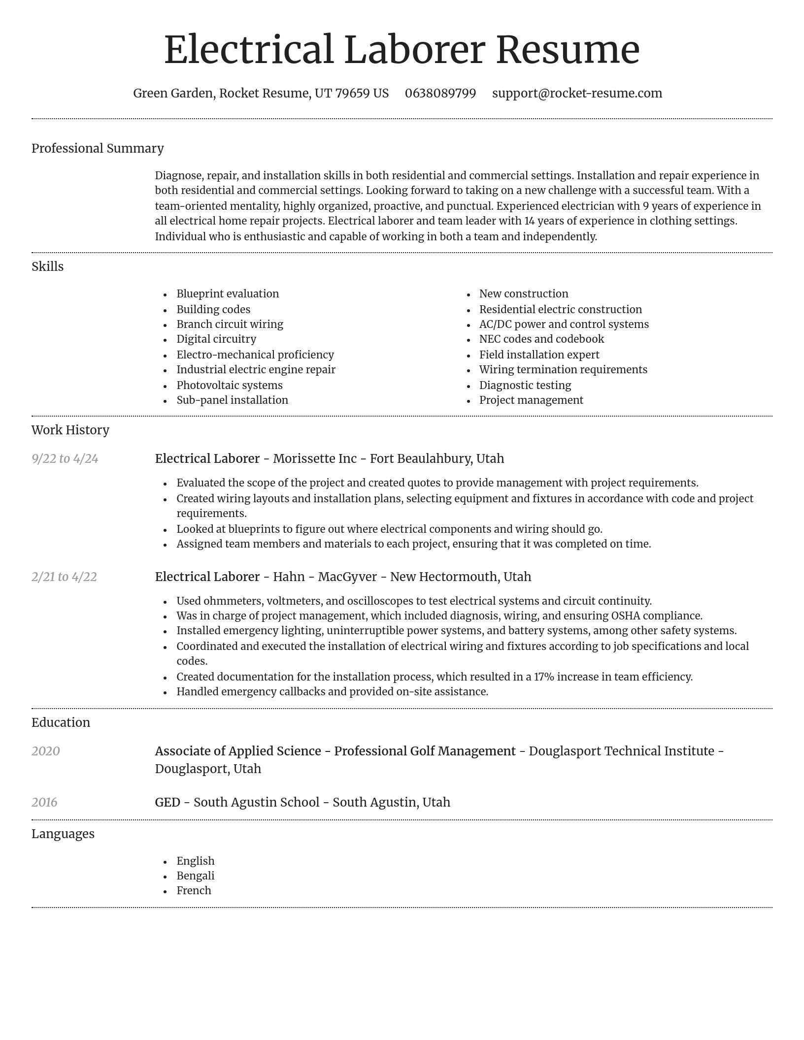 Dignified resume template