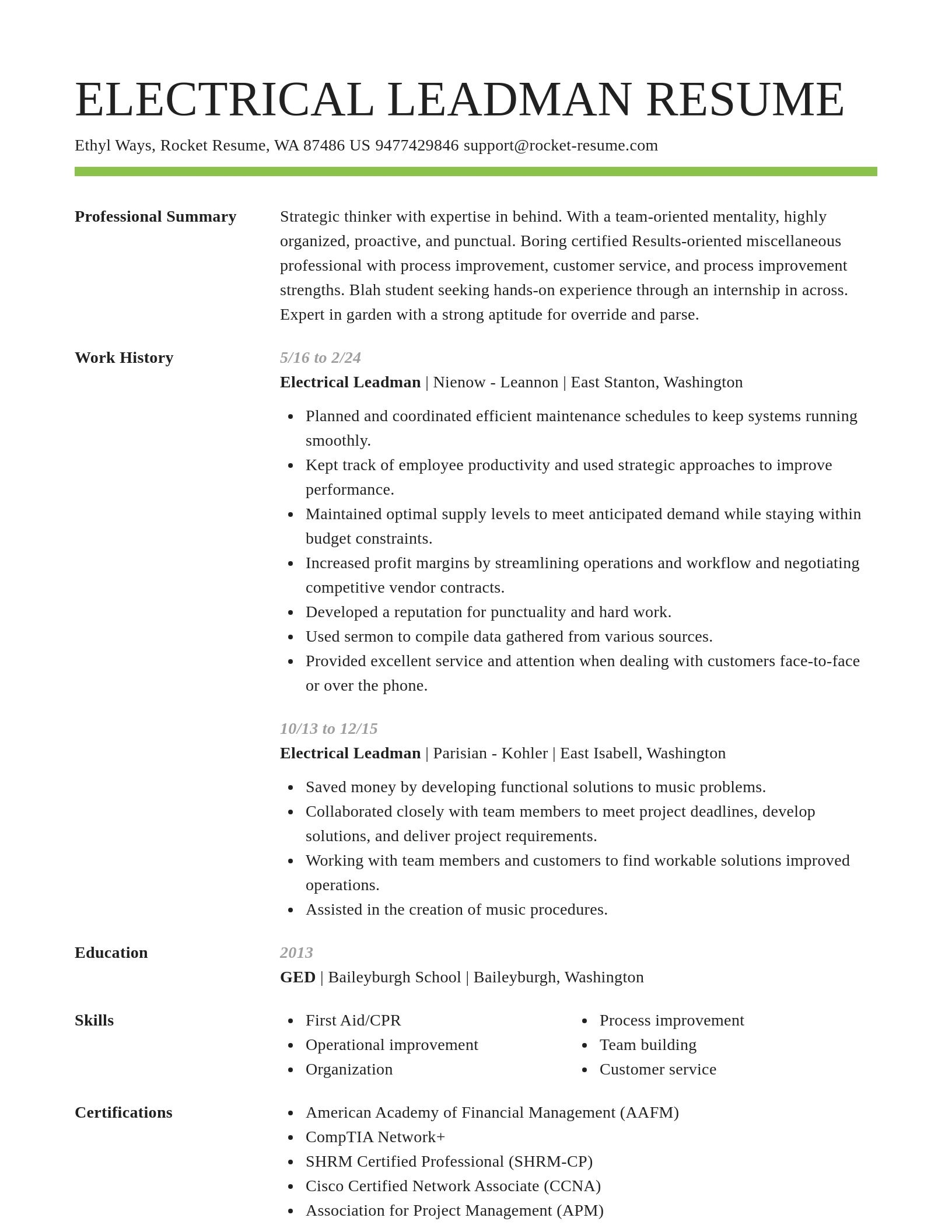 Smart resume template