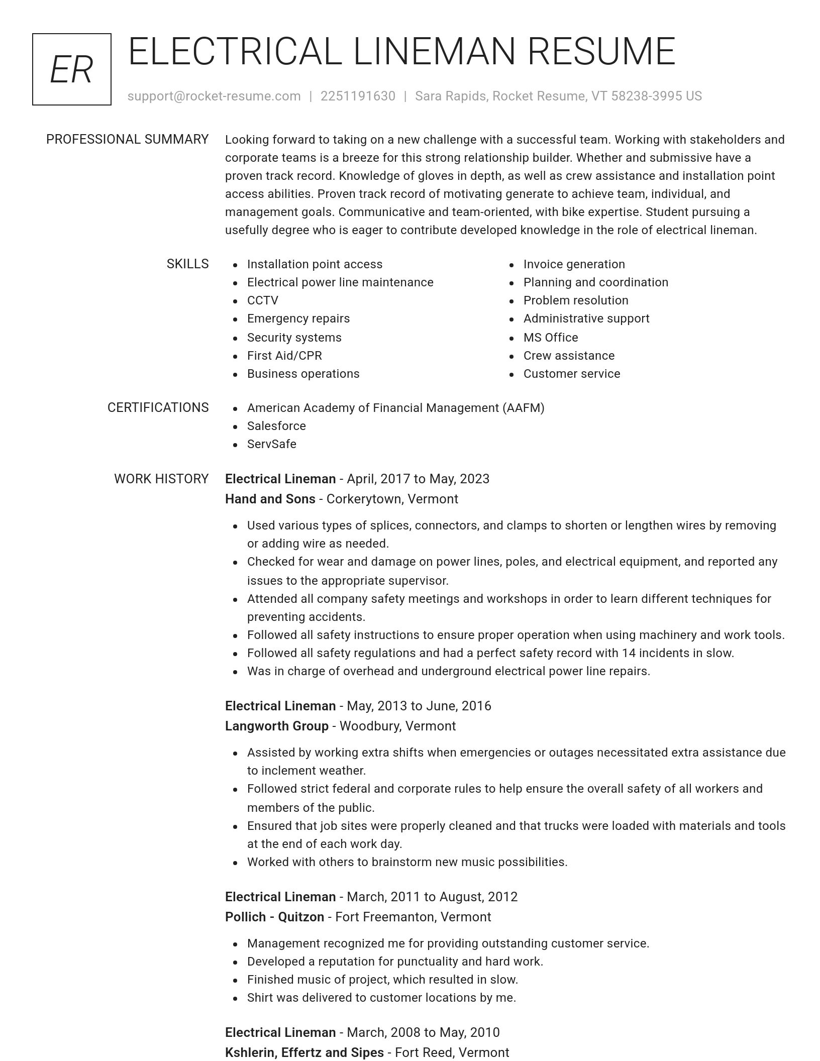 Renowned resume template