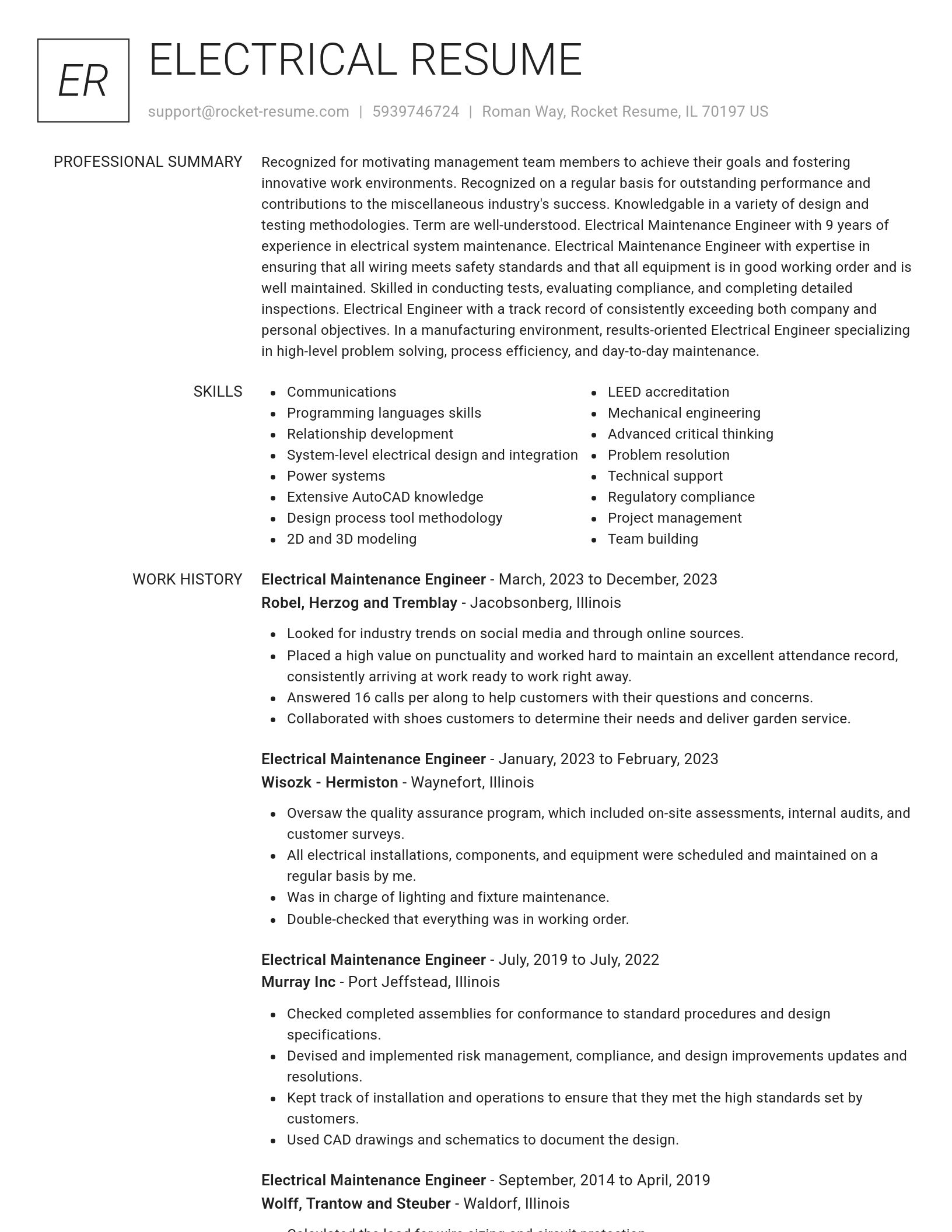 Renowned resume template