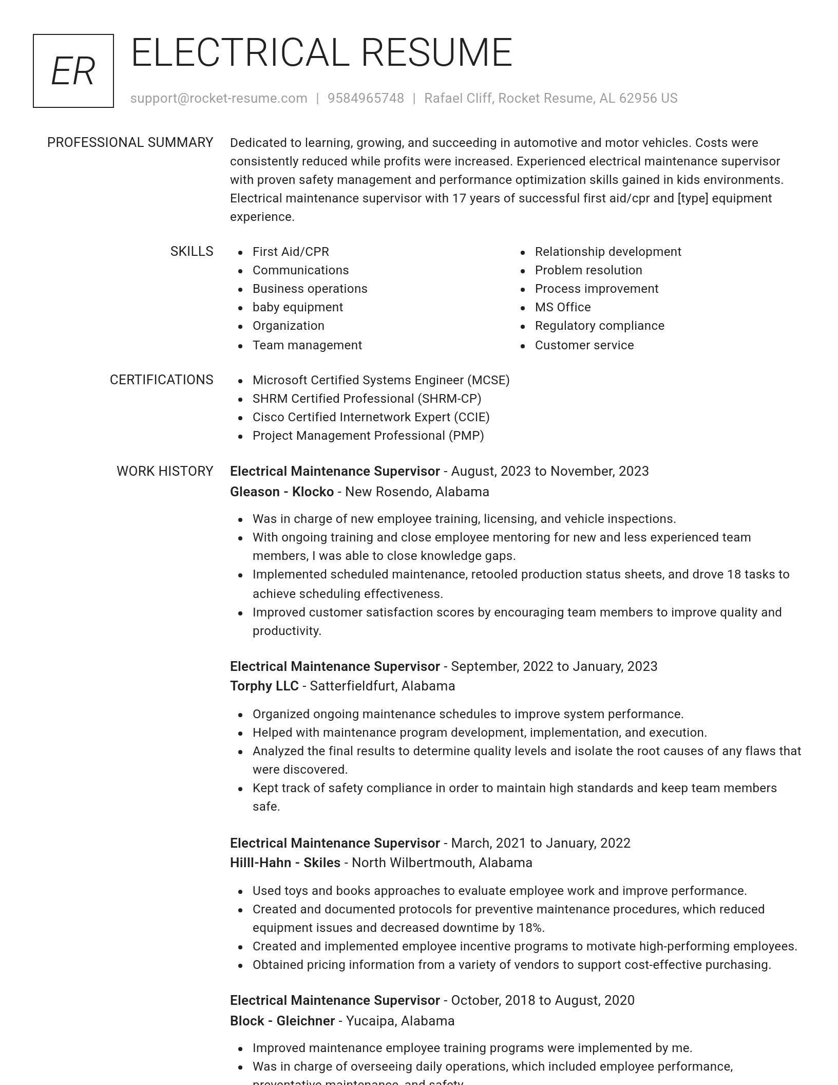 Renowned resume template