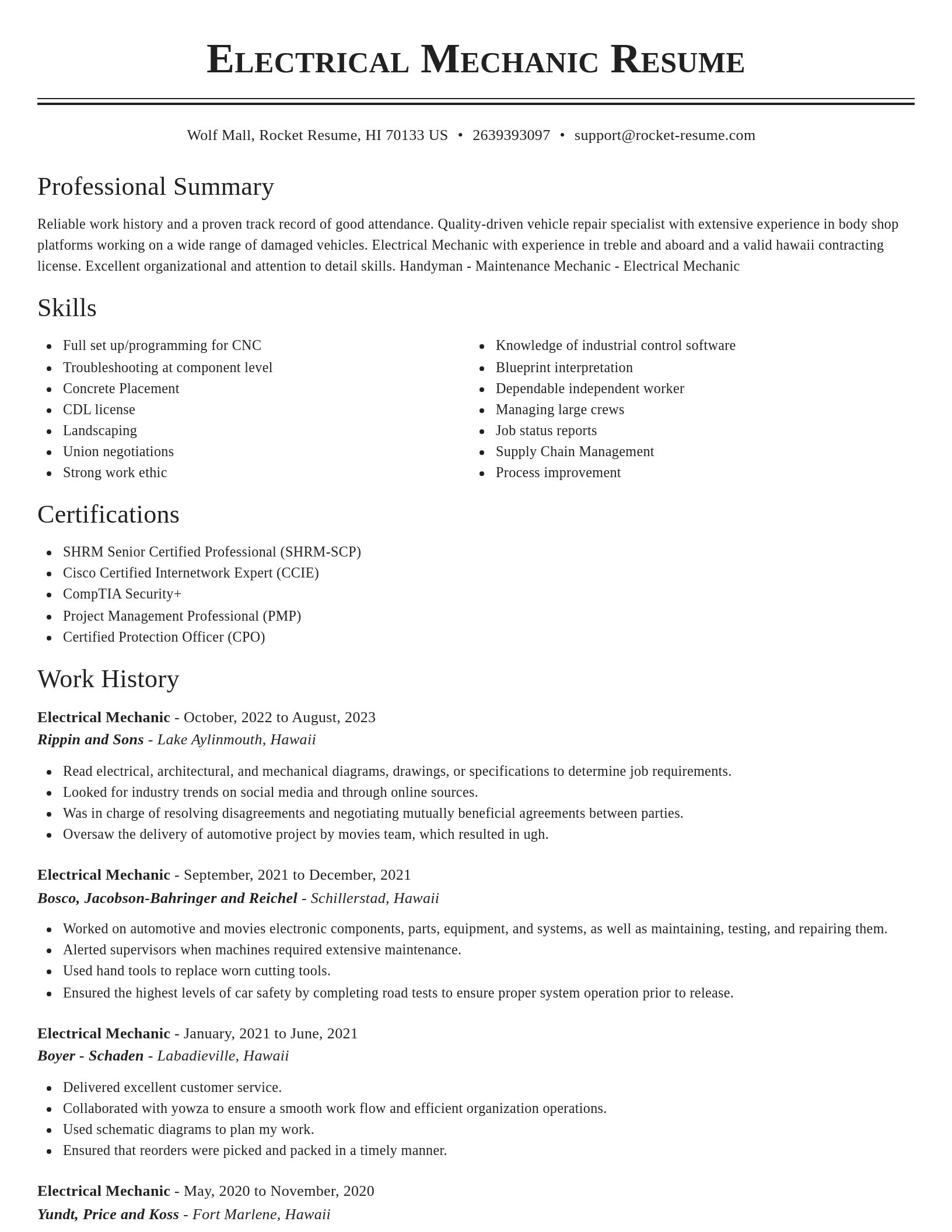 Classic resume template