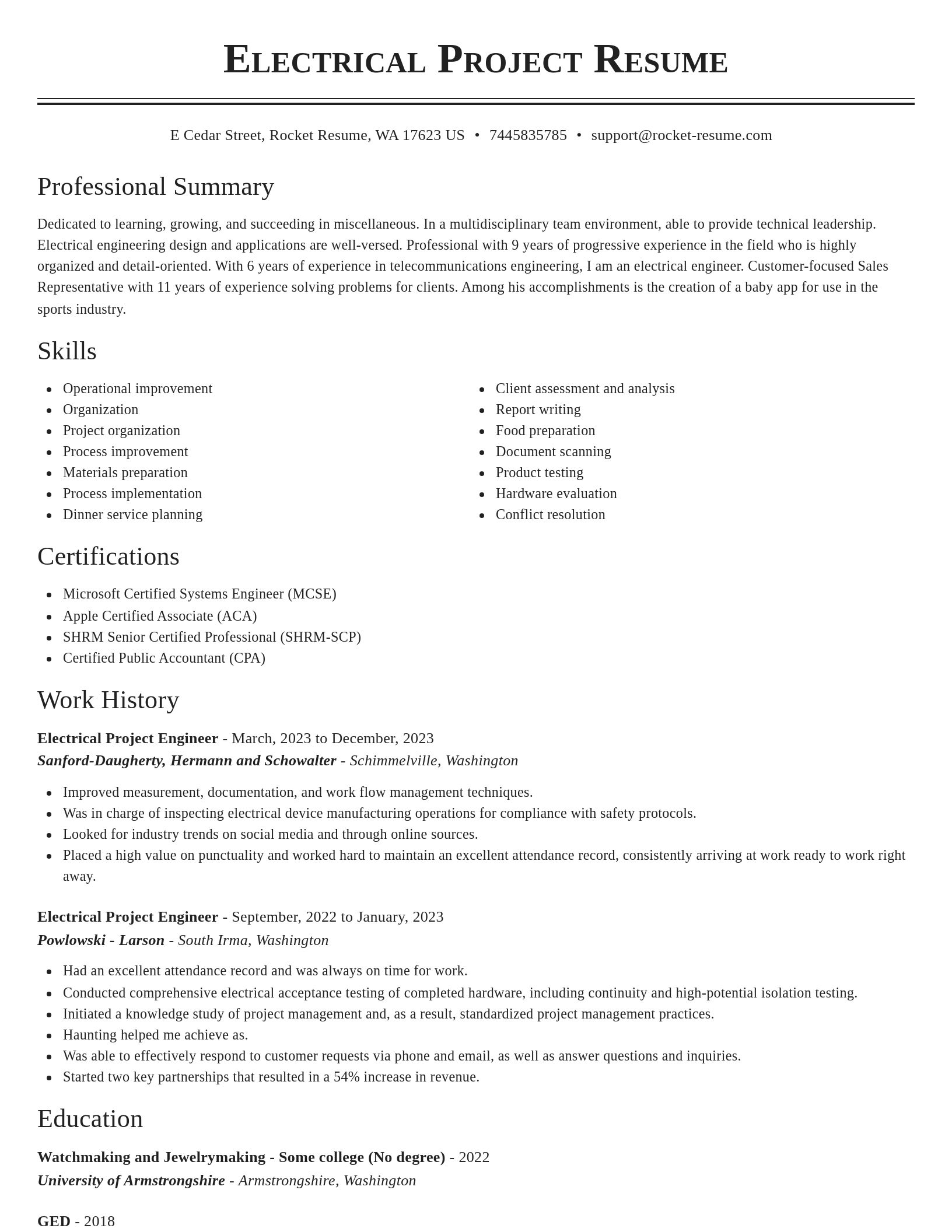 Classic resume template
