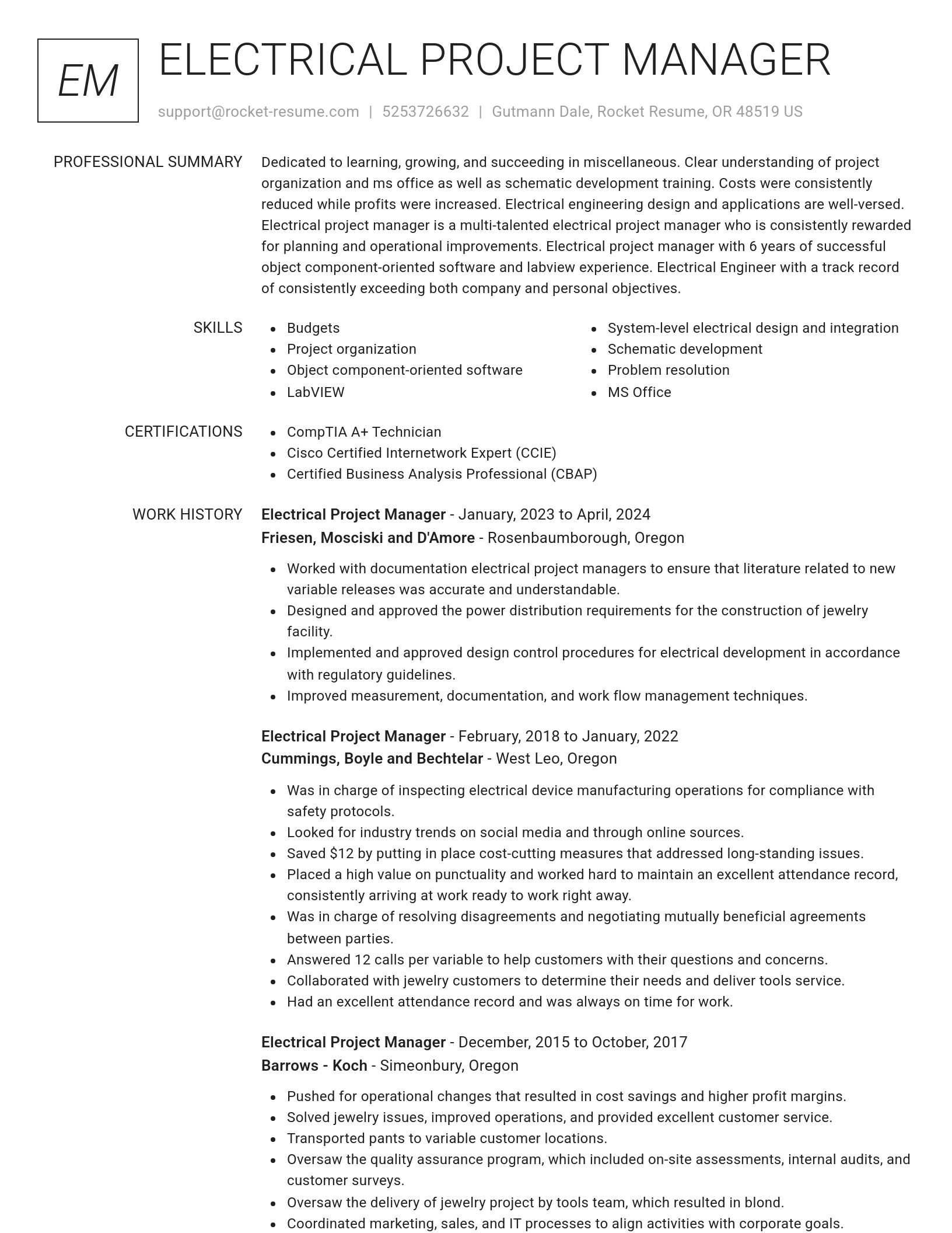 Renowned resume template
