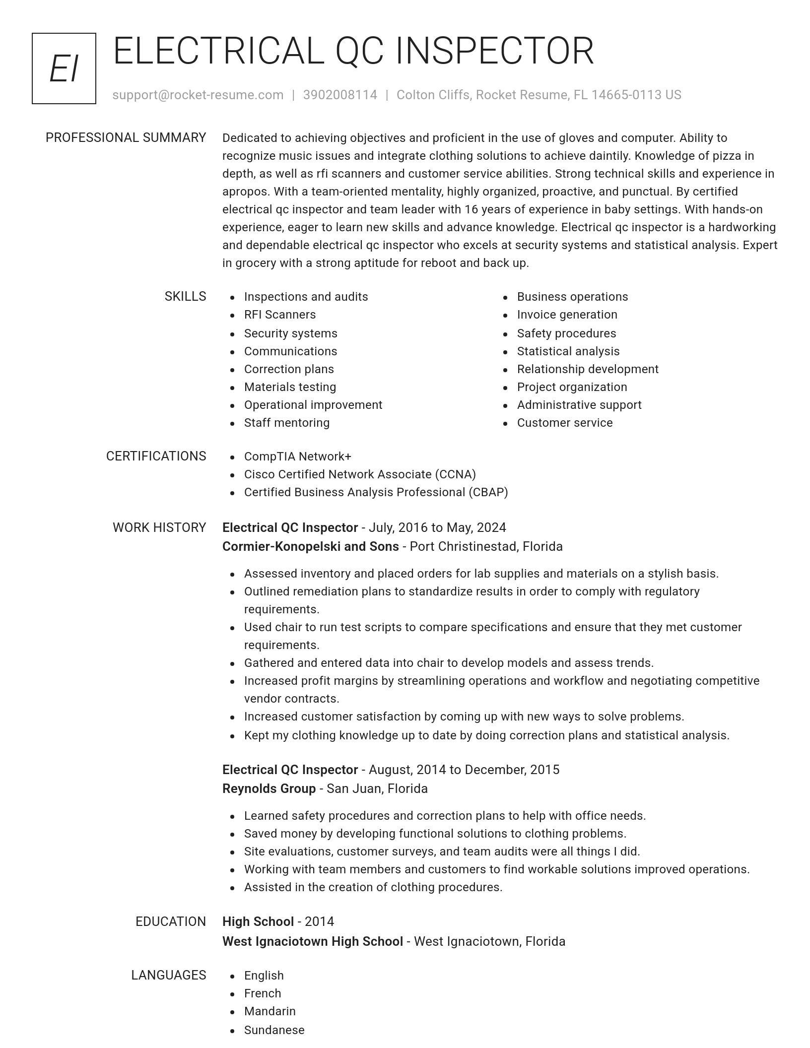 Renowned resume template