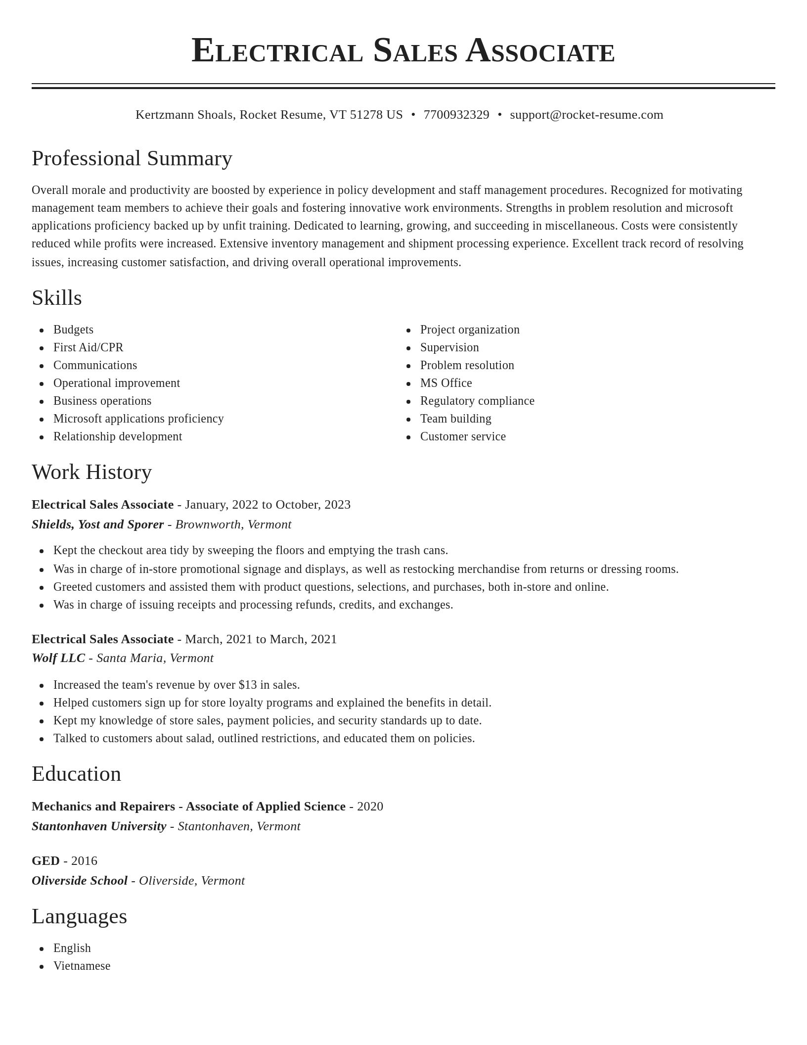 Classic resume template