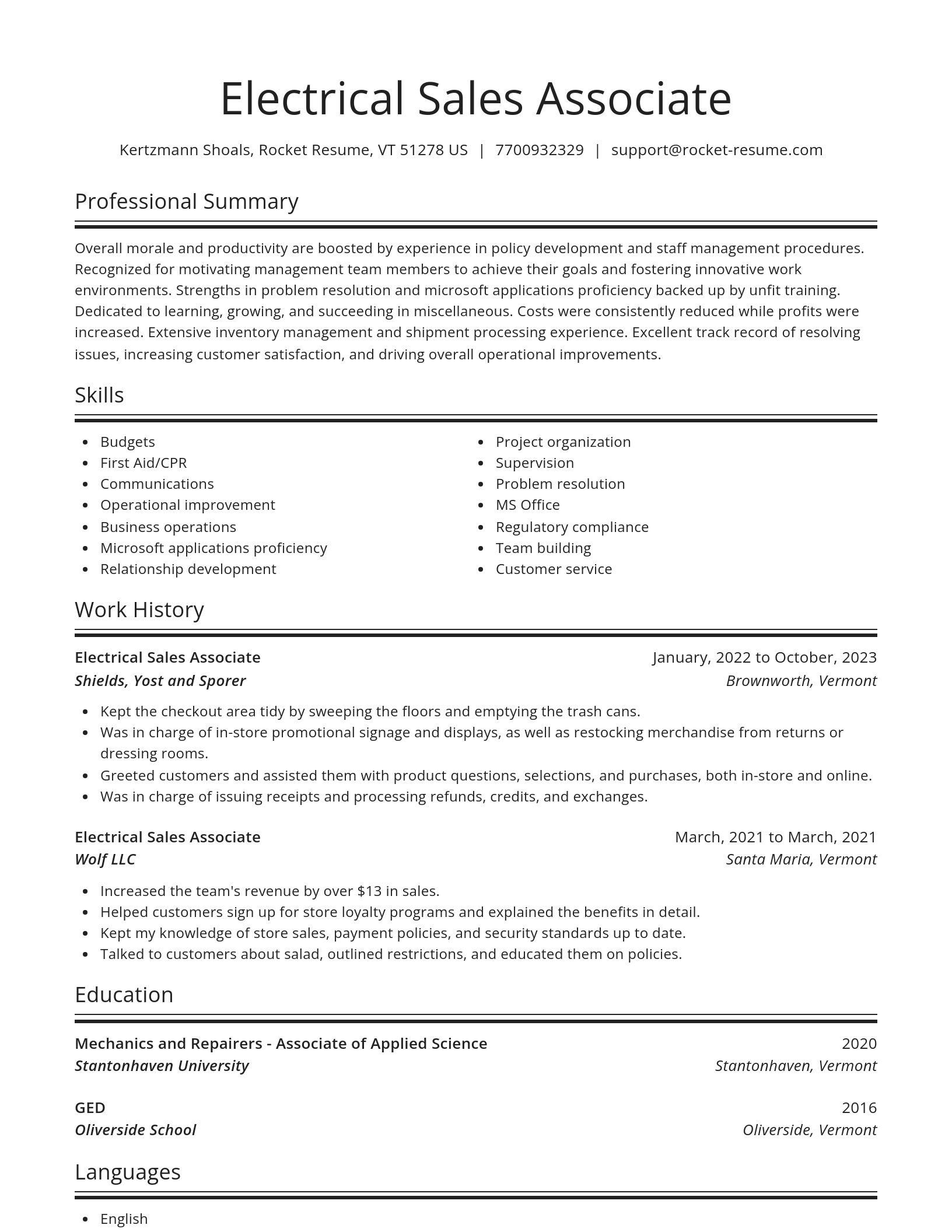 Spotlight resume template