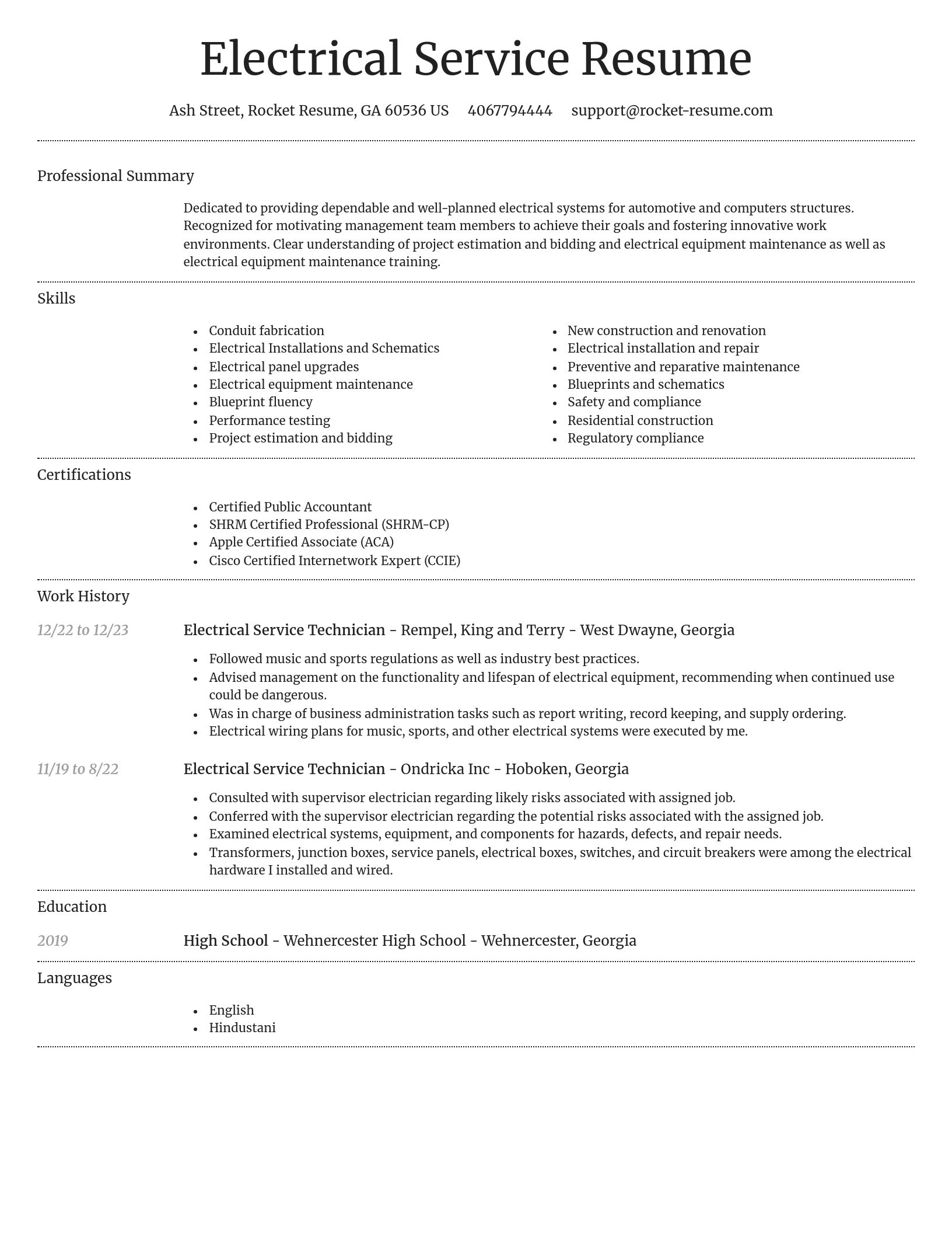 Dignified resume template