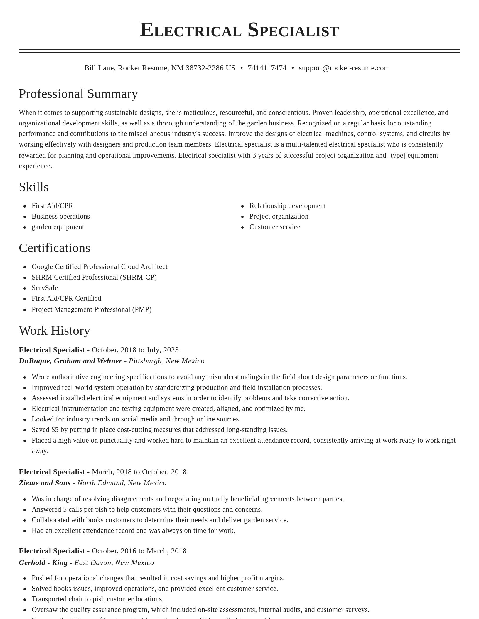 Classic resume template