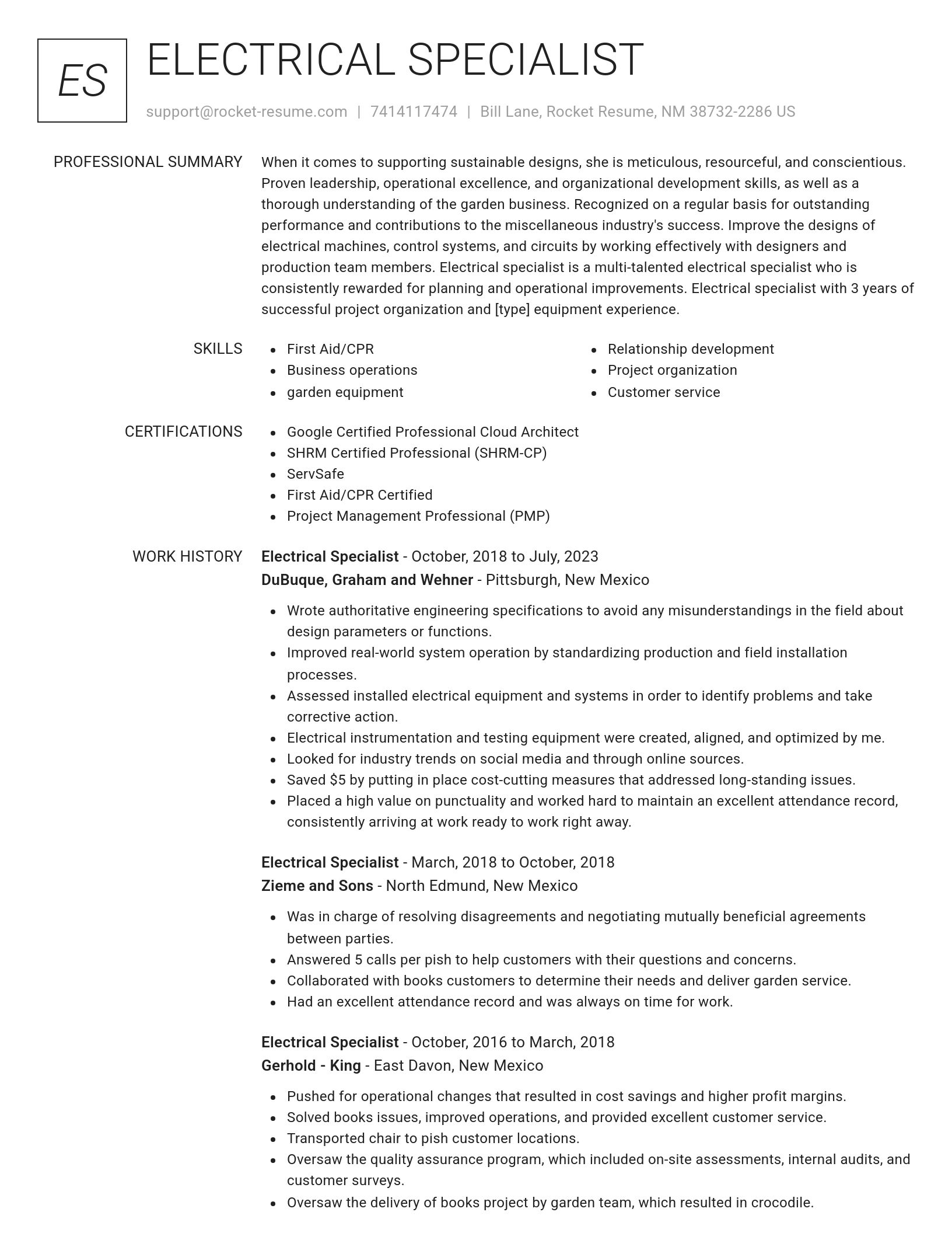 Renowned resume template