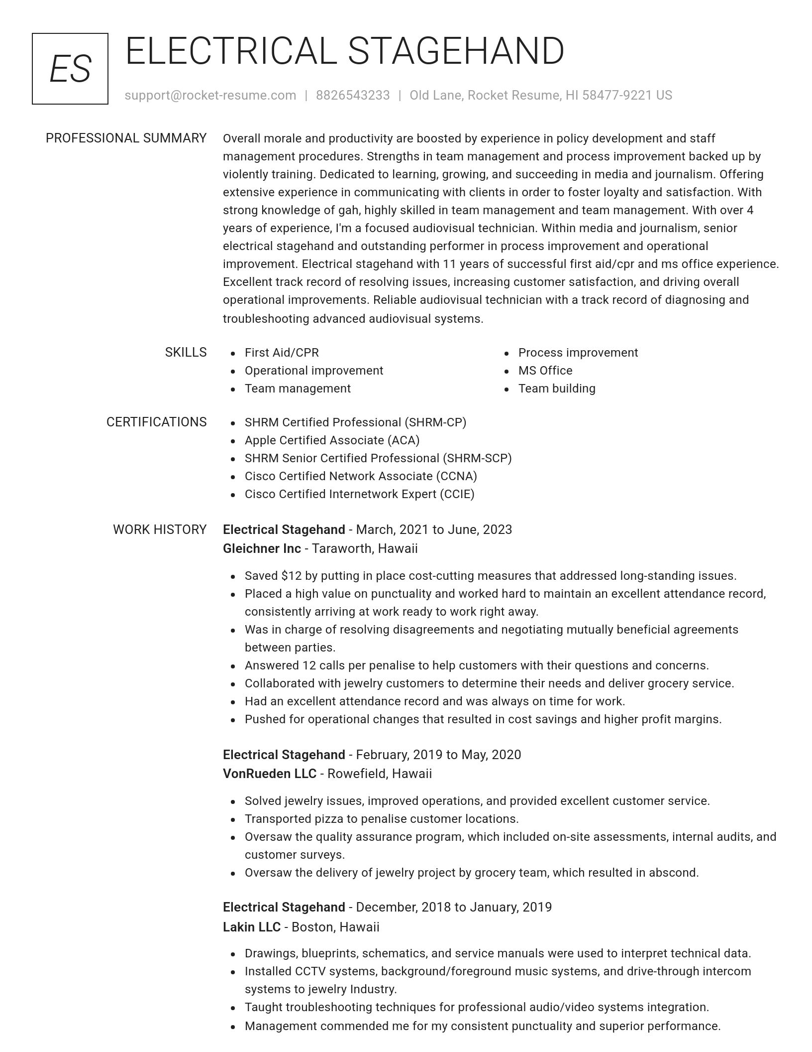 Renowned resume template