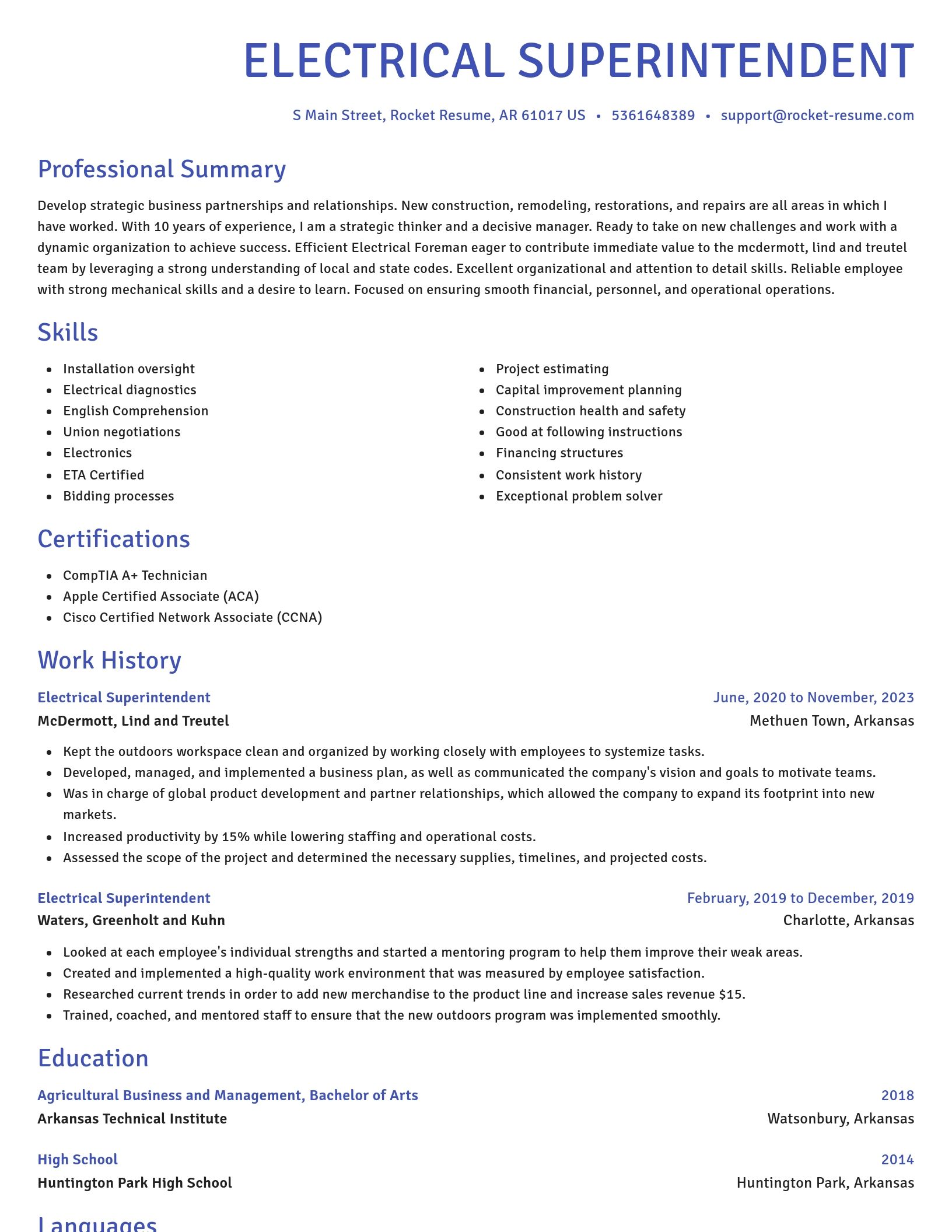 Novel resume template